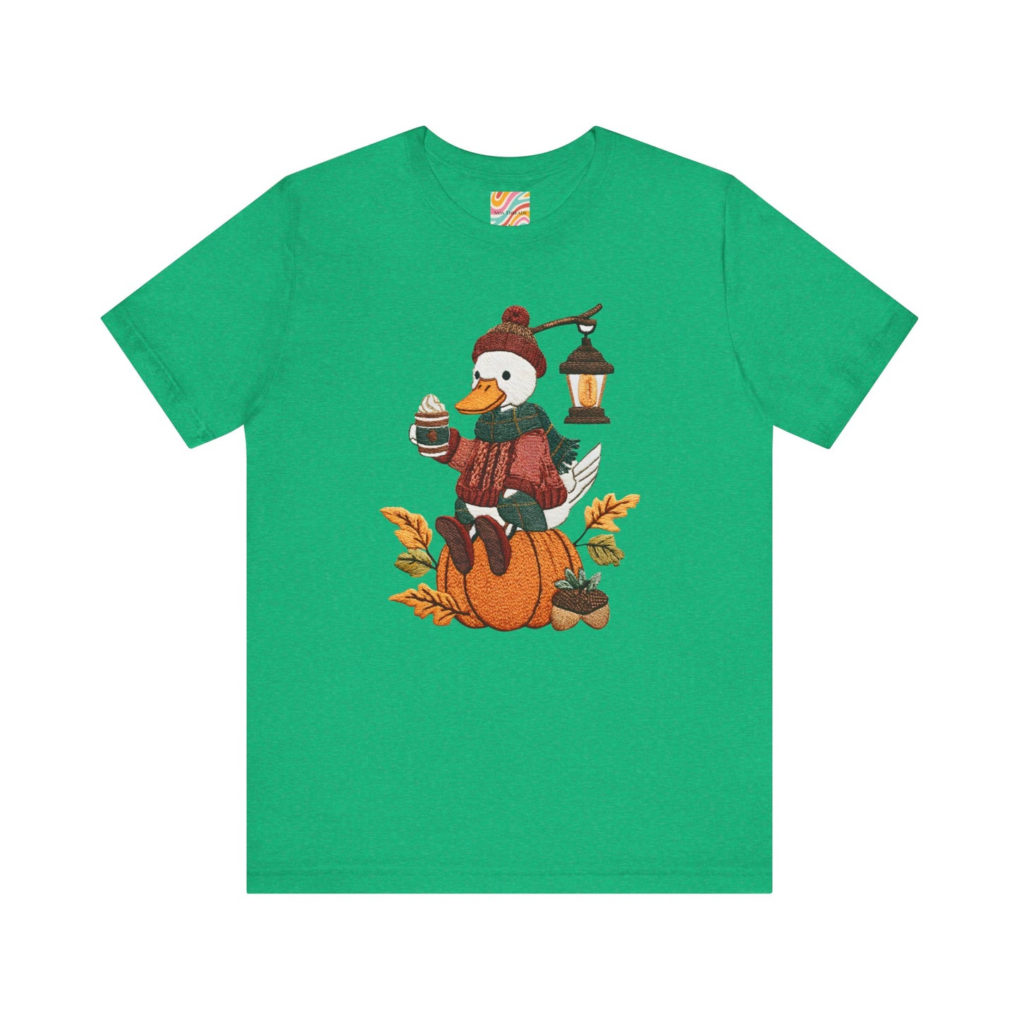 Fall Vibes Unisex Tee with Pumpkin Duck Design, Autumn Fashion, Cute Shirt for Thanksgiving and Halloween, Cozy Gift Idea