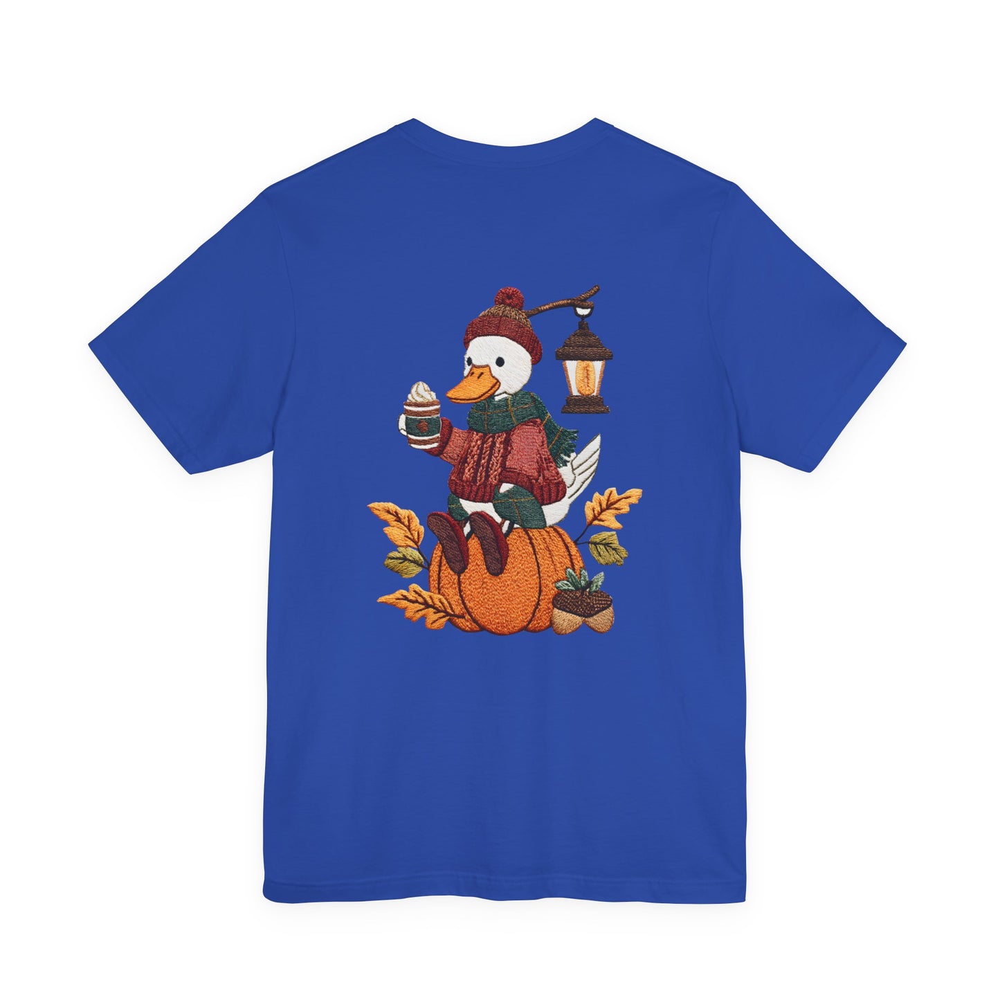 Fall Vibes Unisex Tee with Pumpkin Duck Design, Autumn Fashion, Cute Shirt for Thanksgiving and Halloween, Cozy Gift Idea