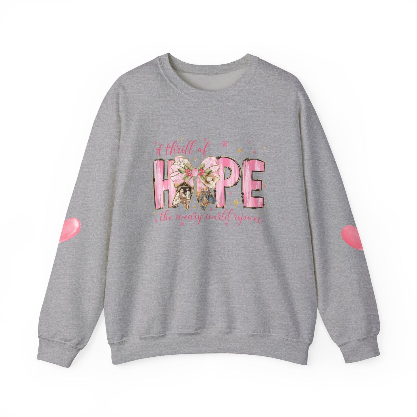 A Thrill of Hope Christmas Sweatshirt – Pink Nativity Holiday Sweater | Faith-Inspired Cozy Winter Top