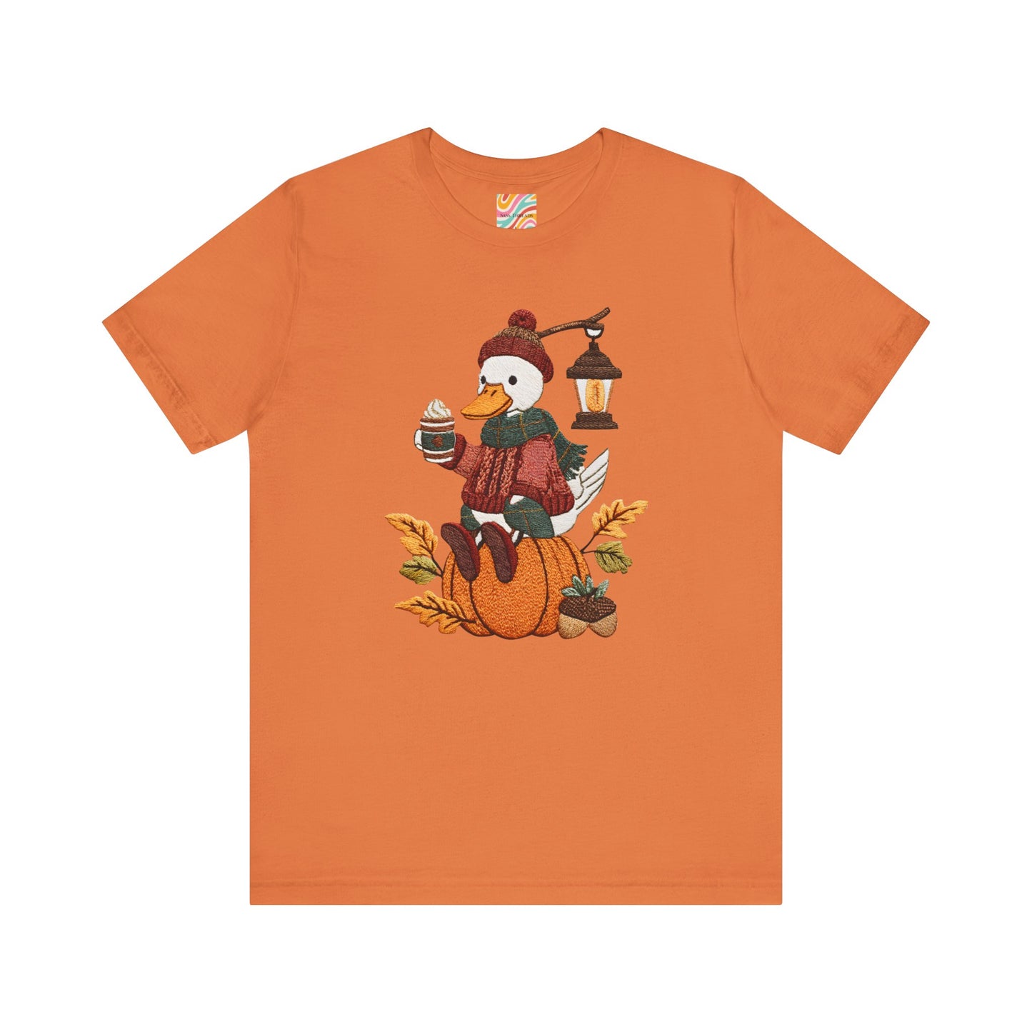Fall Vibes Unisex Tee with Pumpkin Duck Design, Autumn Fashion, Cute Shirt for Thanksgiving and Halloween, Cozy Gift Idea