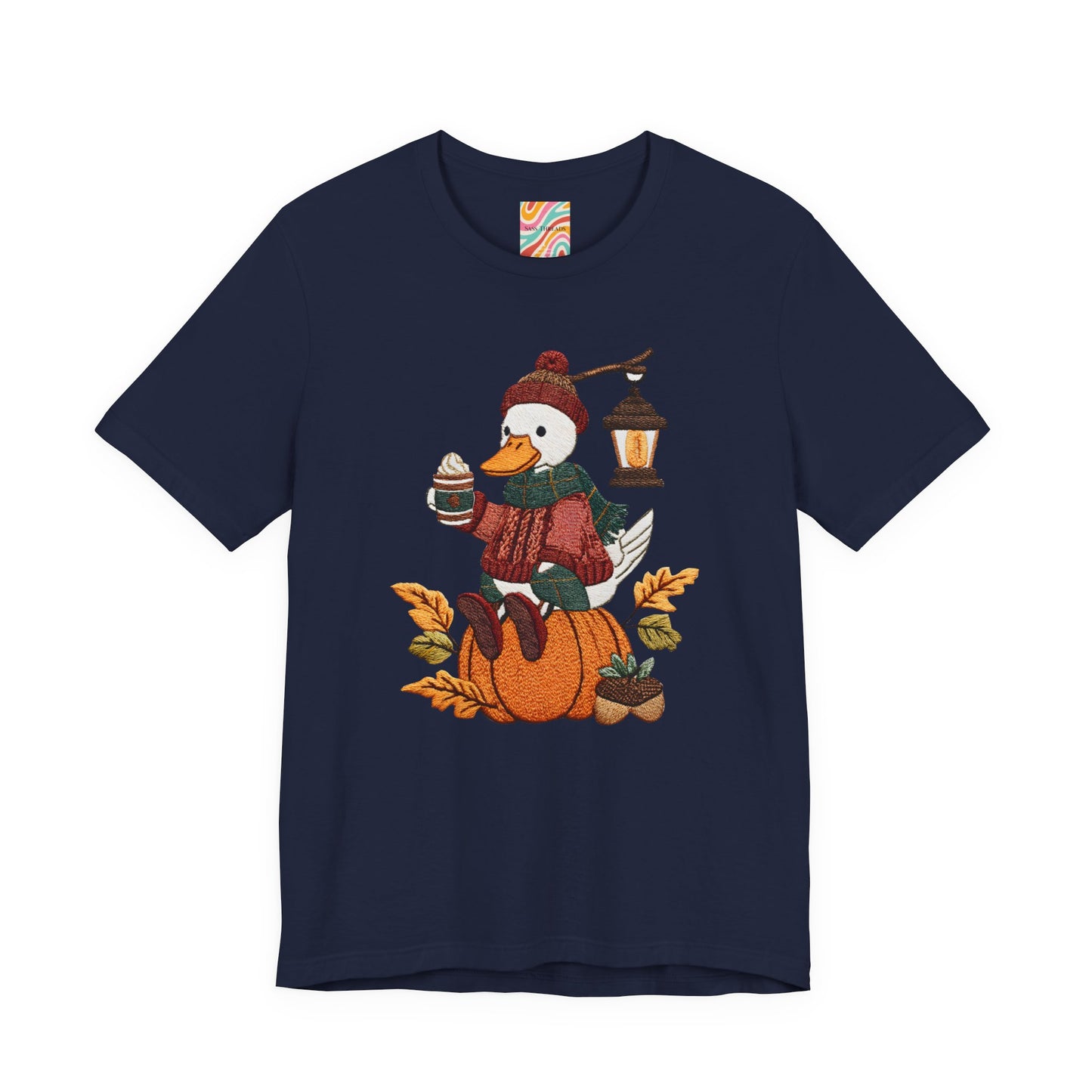 Fall Vibes Unisex Tee with Pumpkin Duck Design, Autumn Fashion, Cute Shirt for Thanksgiving and Halloween, Cozy Gift Idea