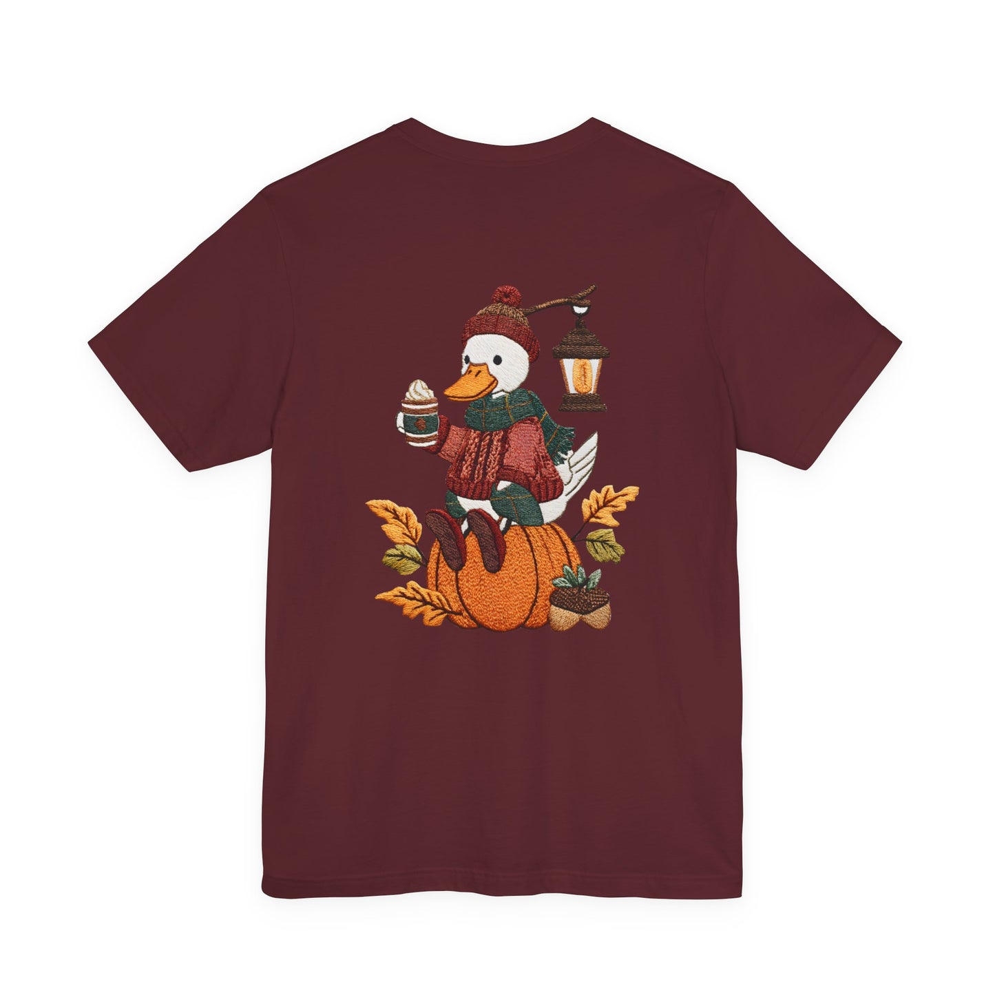 Fall Vibes Unisex Tee with Pumpkin Duck Design, Autumn Fashion, Cute Shirt for Thanksgiving and Halloween, Cozy Gift Idea