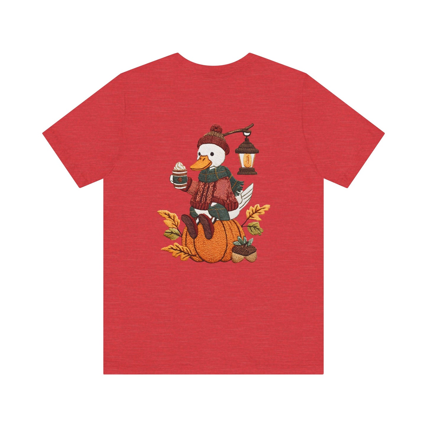 Fall Vibes Unisex Tee with Pumpkin Duck Design, Autumn Fashion, Cute Shirt for Thanksgiving and Halloween, Cozy Gift Idea