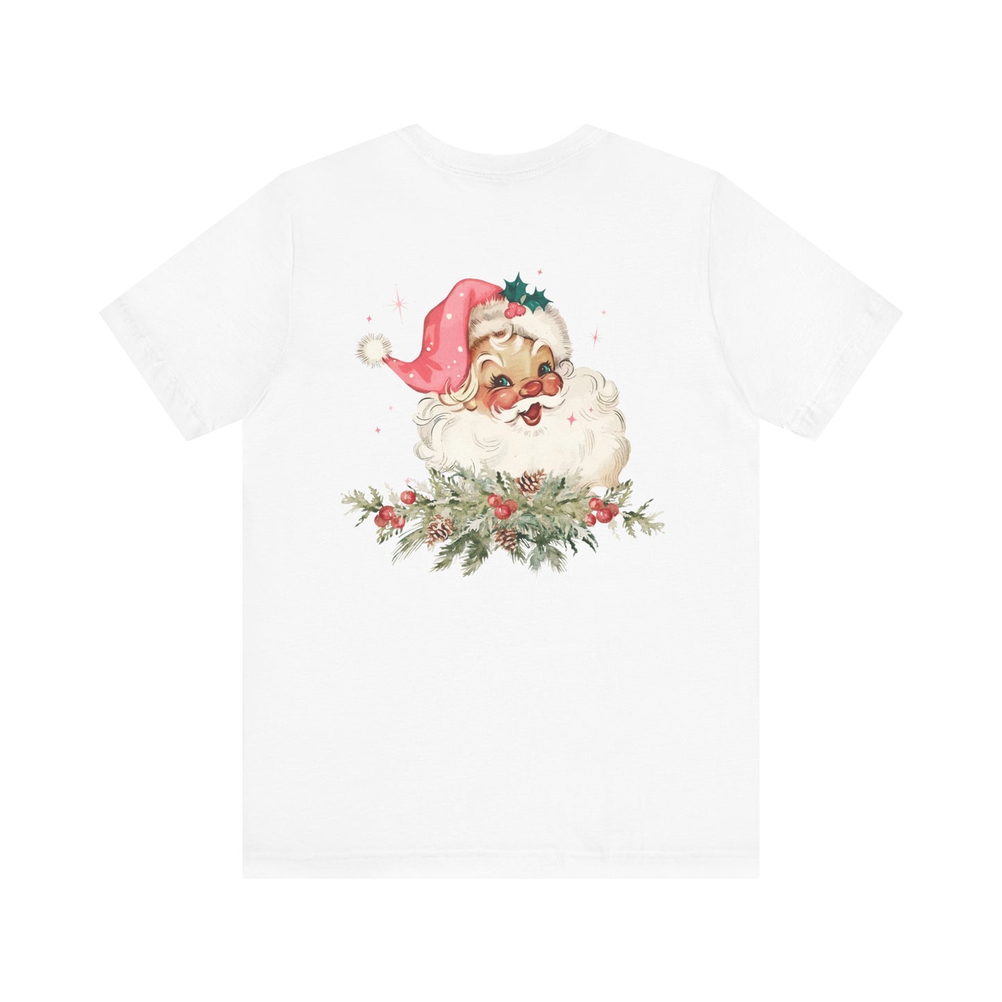 Vintage Pink Santa Christmas Tee – Retro Holiday Cheer Shirt
