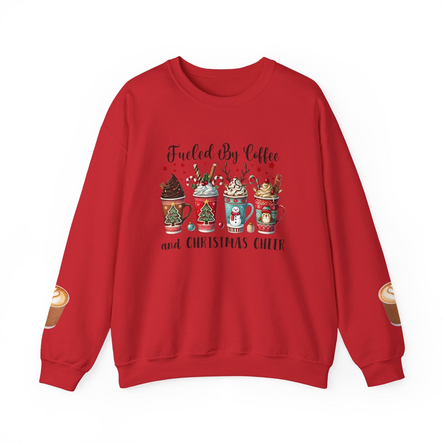 Fueled by Coffee and Christmas Cheer Sweatshirt – Cozy Holiday Coffee Lover Christmas Pullover