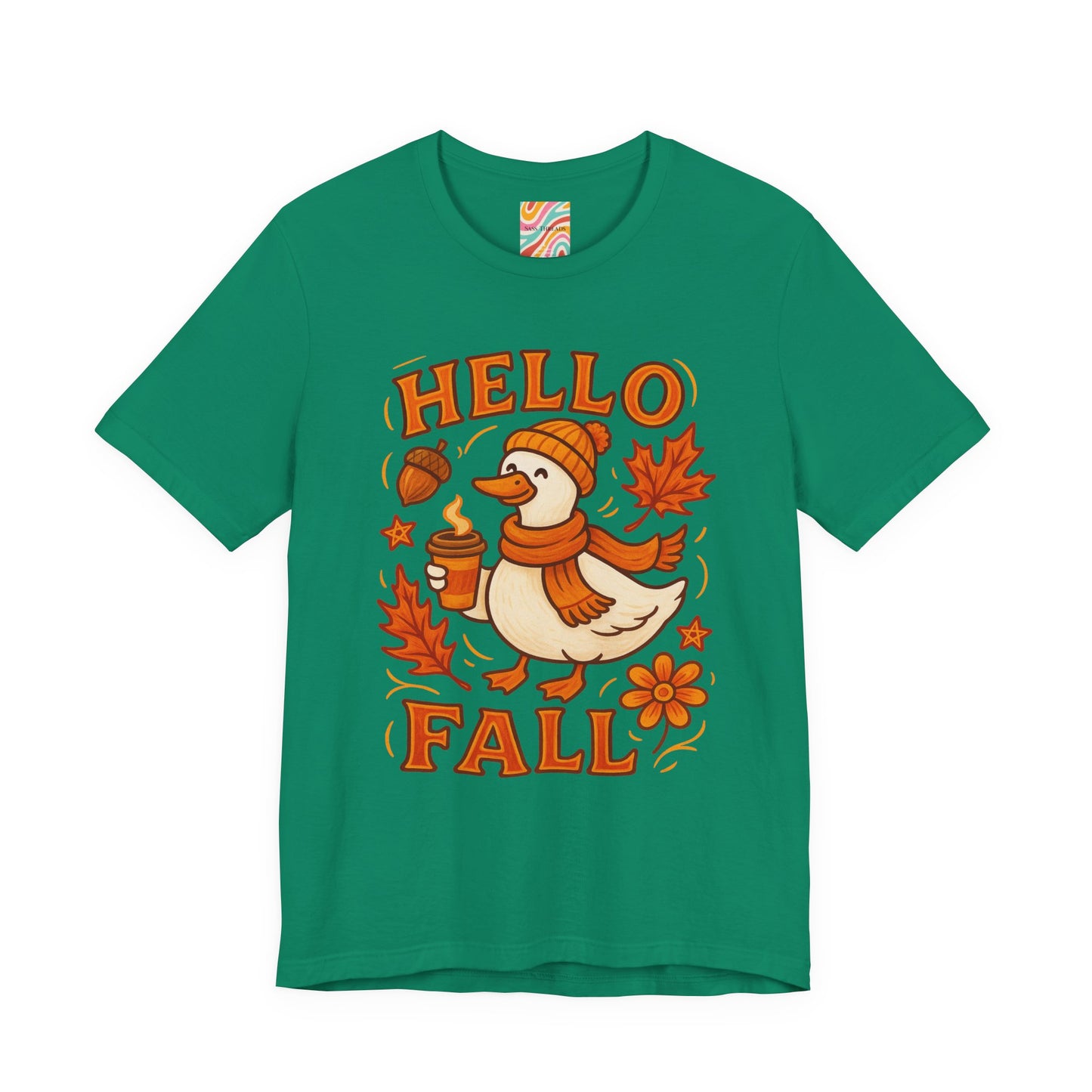 Fall-Themed Unisex T-Shirt, Hello Fall Duck Tee, Autumn Apparel, Seasonal Gift, Cute Casual Wear