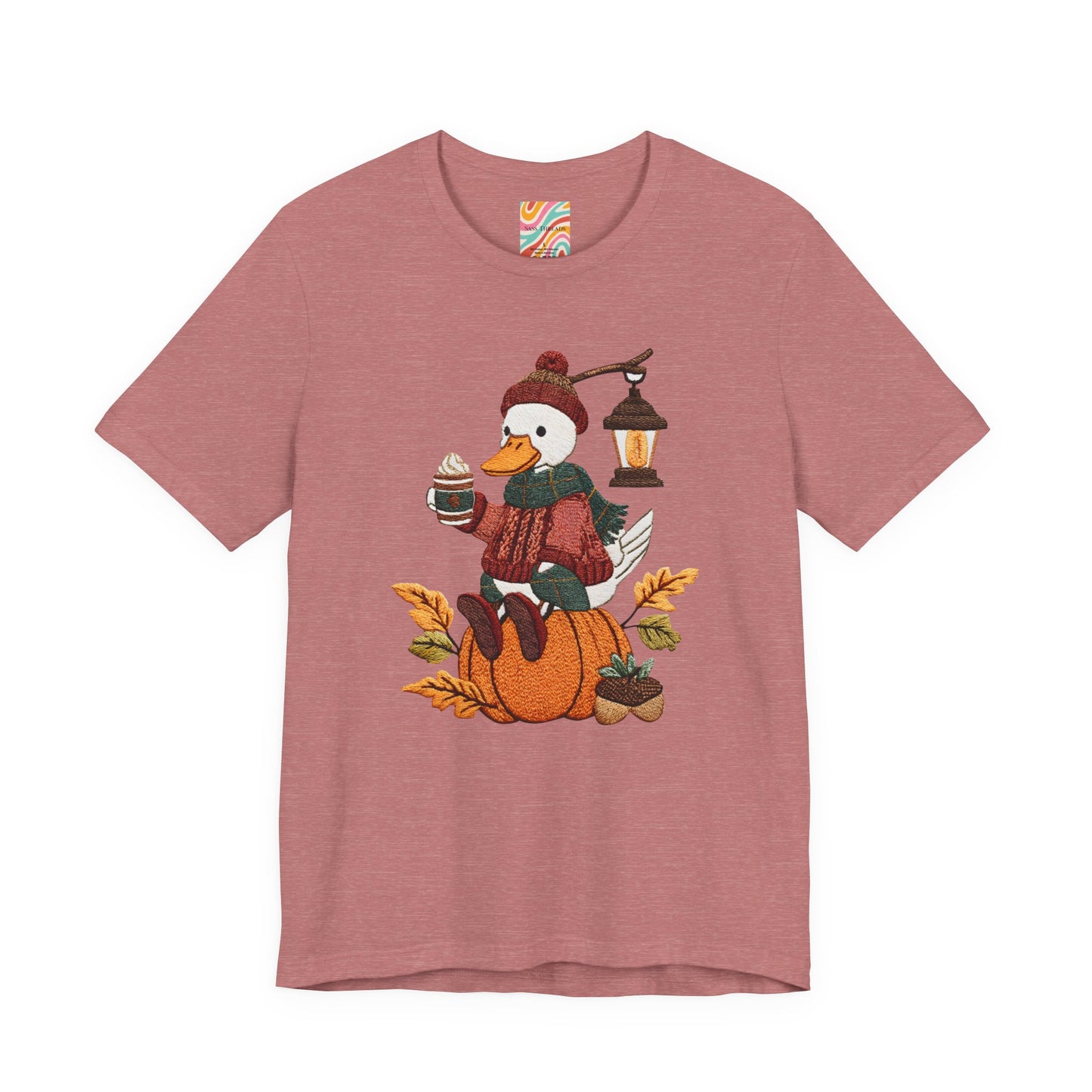 Fall Vibes Unisex Tee with Pumpkin Duck Design, Autumn Fashion, Cute Shirt for Thanksgiving and Halloween, Cozy Gift Idea