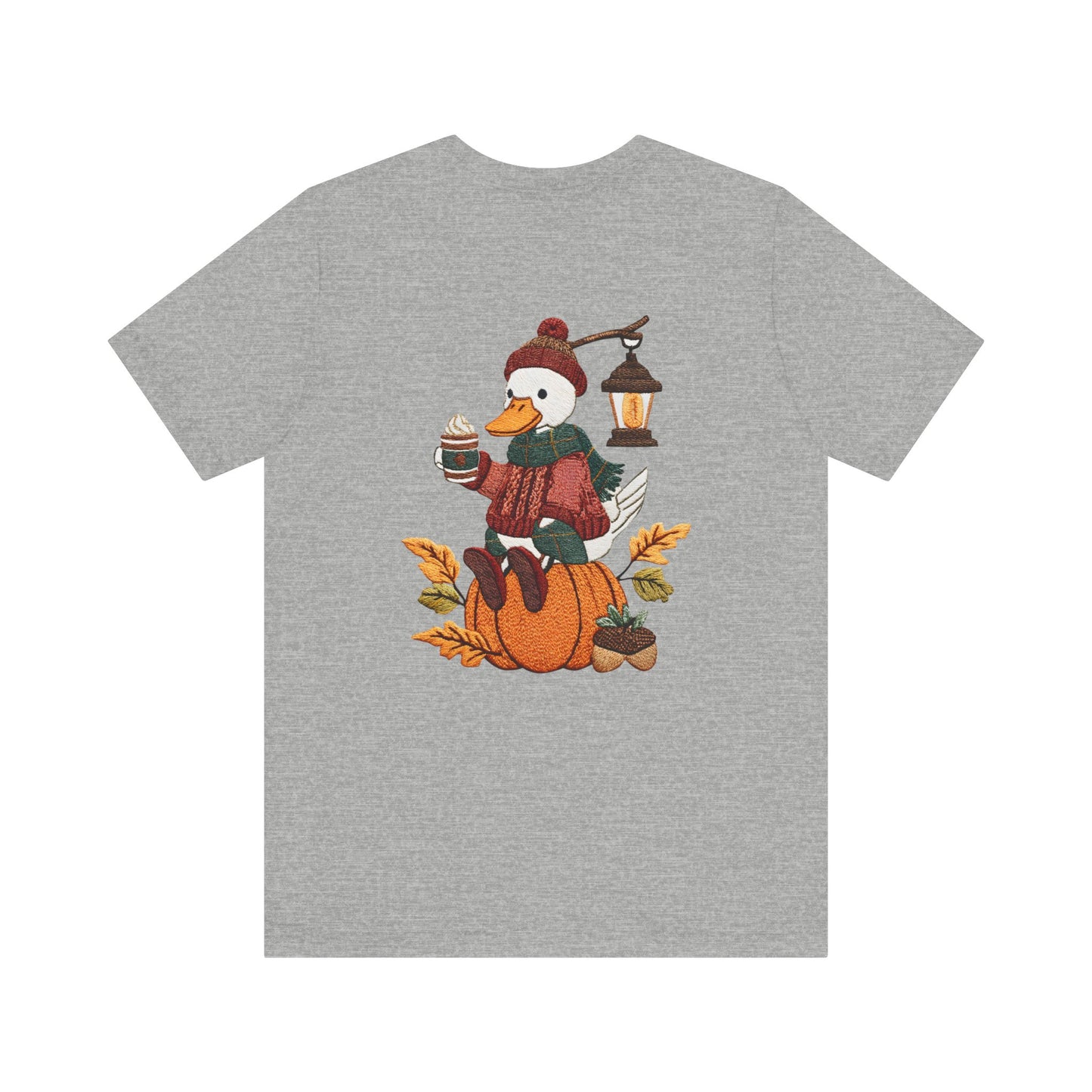 Fall Vibes Unisex Tee with Pumpkin Duck Design, Autumn Fashion, Cute Shirt for Thanksgiving and Halloween, Cozy Gift Idea