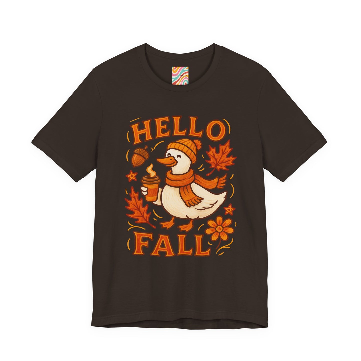 Fall-Themed Unisex T-Shirt, Hello Fall Duck Tee, Autumn Apparel, Seasonal Gift, Cute Casual Wear