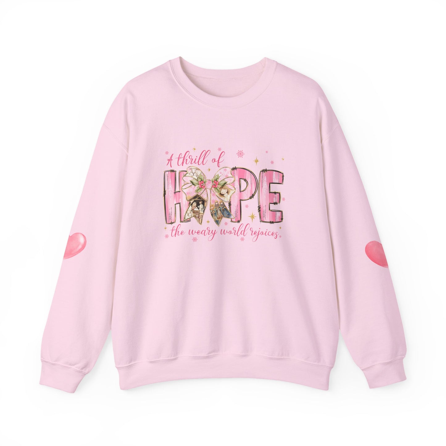 A Thrill of Hope Christmas Sweatshirt – Pink Nativity Holiday Sweater | Faith-Inspired Cozy Winter Top