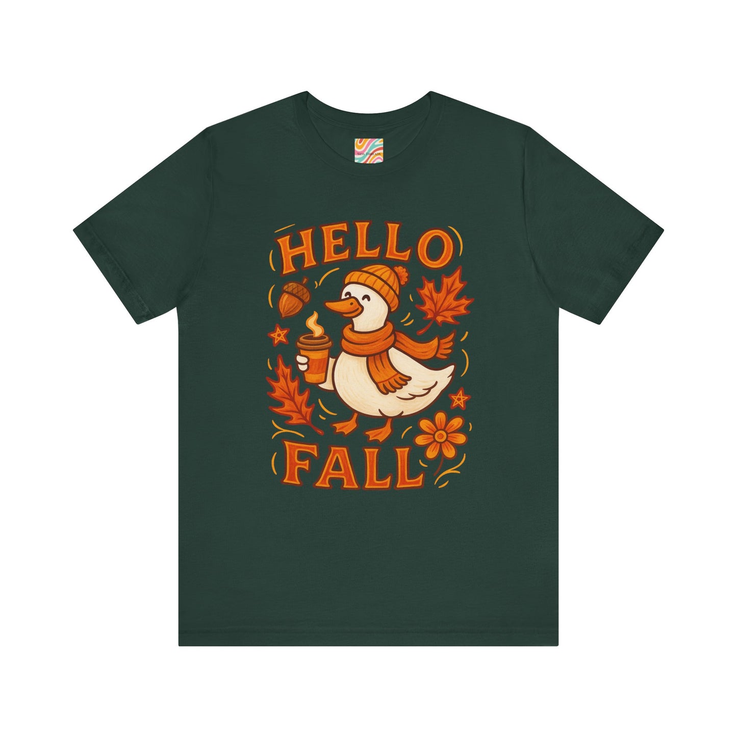 Fall-Themed Unisex T-Shirt, Hello Fall Duck Tee, Autumn Apparel, Seasonal Gift, Cute Casual Wear