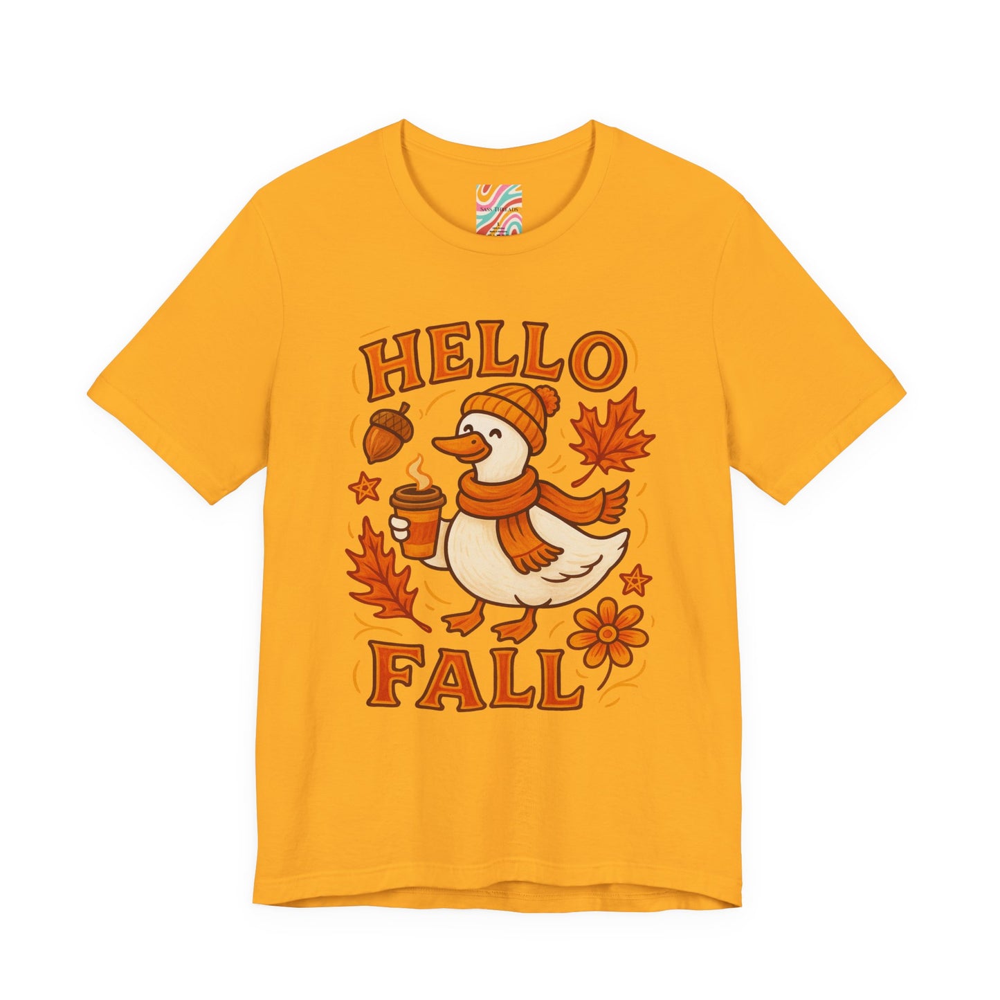 Fall-Themed Unisex T-Shirt, Hello Fall Duck Tee, Autumn Apparel, Seasonal Gift, Cute Casual Wear