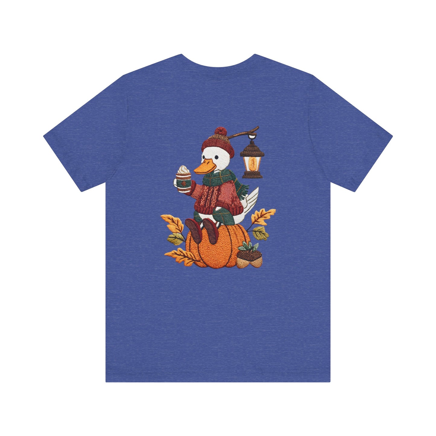 Fall Vibes Unisex Tee with Pumpkin Duck Design, Autumn Fashion, Cute Shirt for Thanksgiving and Halloween, Cozy Gift Idea