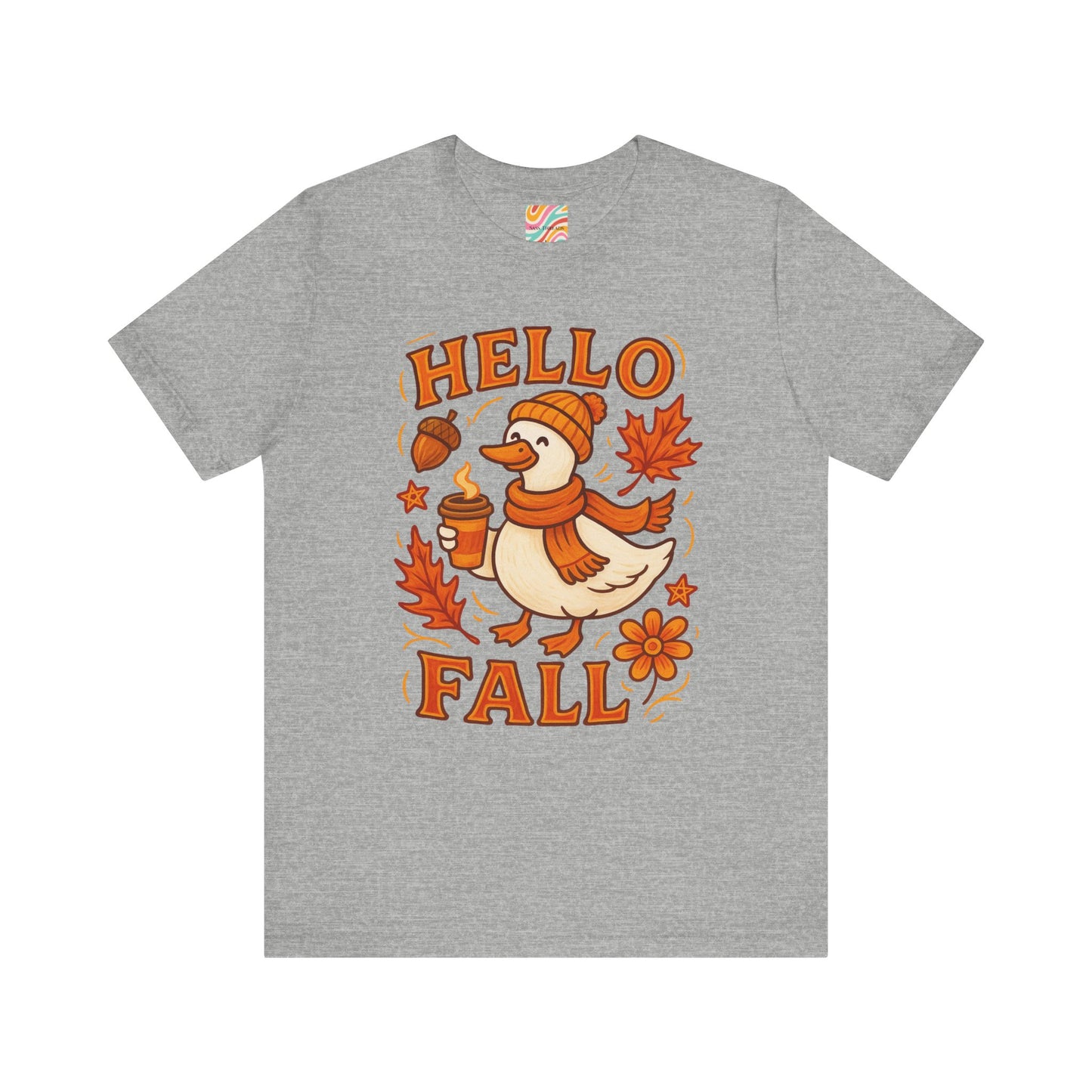 Fall-Themed Unisex T-Shirt, Hello Fall Duck Tee, Autumn Apparel, Seasonal Gift, Cute Casual Wear