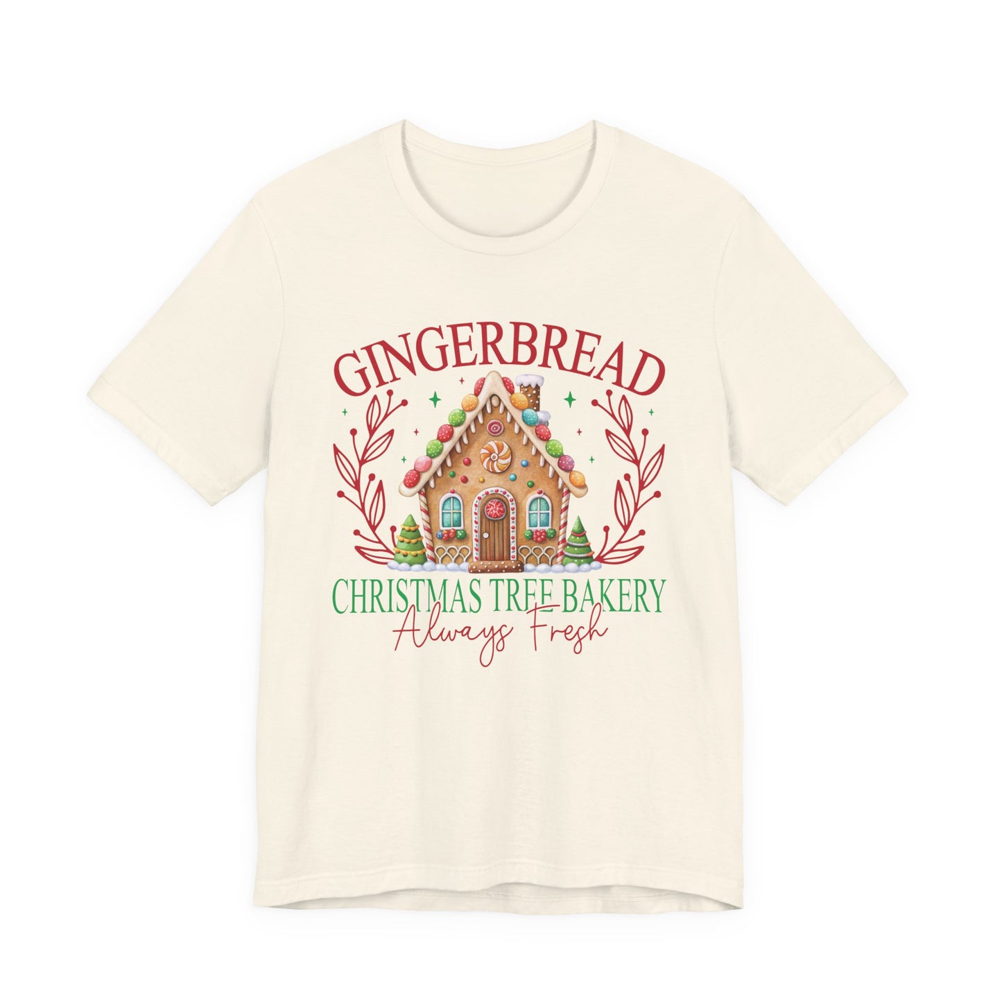 Gingerbread Christmas Tree Bakery Tee – Always Fresh & Full of Cheer!