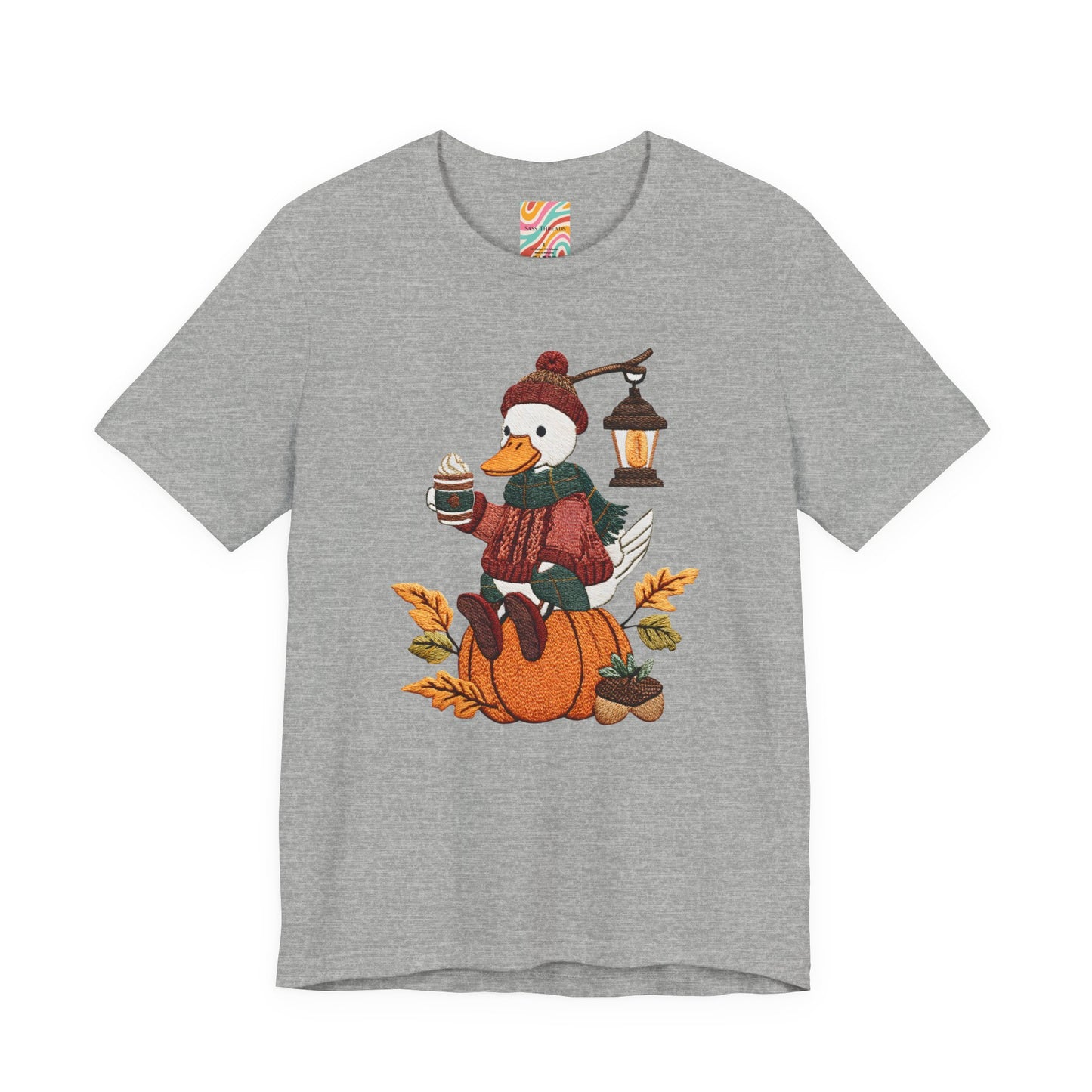 Fall Vibes Unisex Tee with Pumpkin Duck Design, Autumn Fashion, Cute Shirt for Thanksgiving and Halloween, Cozy Gift Idea