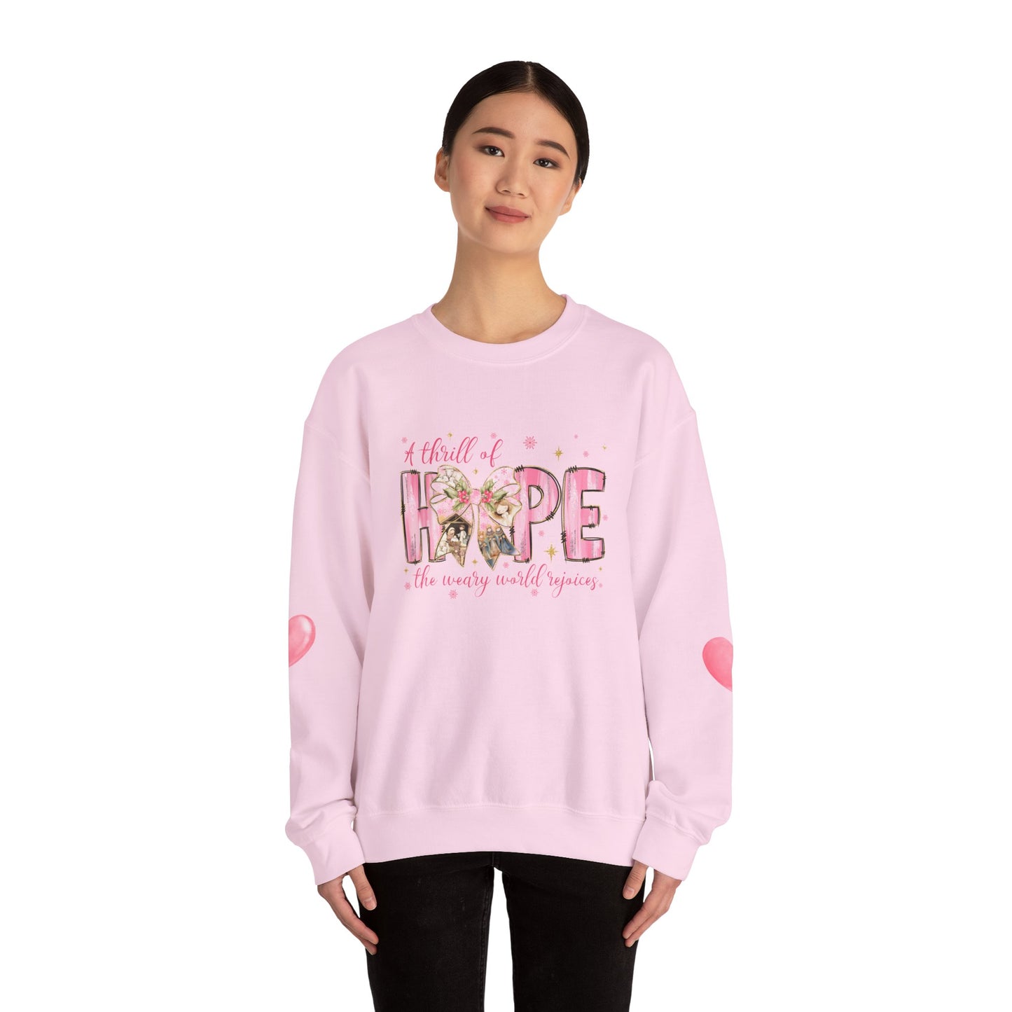 A Thrill of Hope Christmas Sweatshirt – Pink Nativity Holiday Sweater | Faith-Inspired Cozy Winter Top