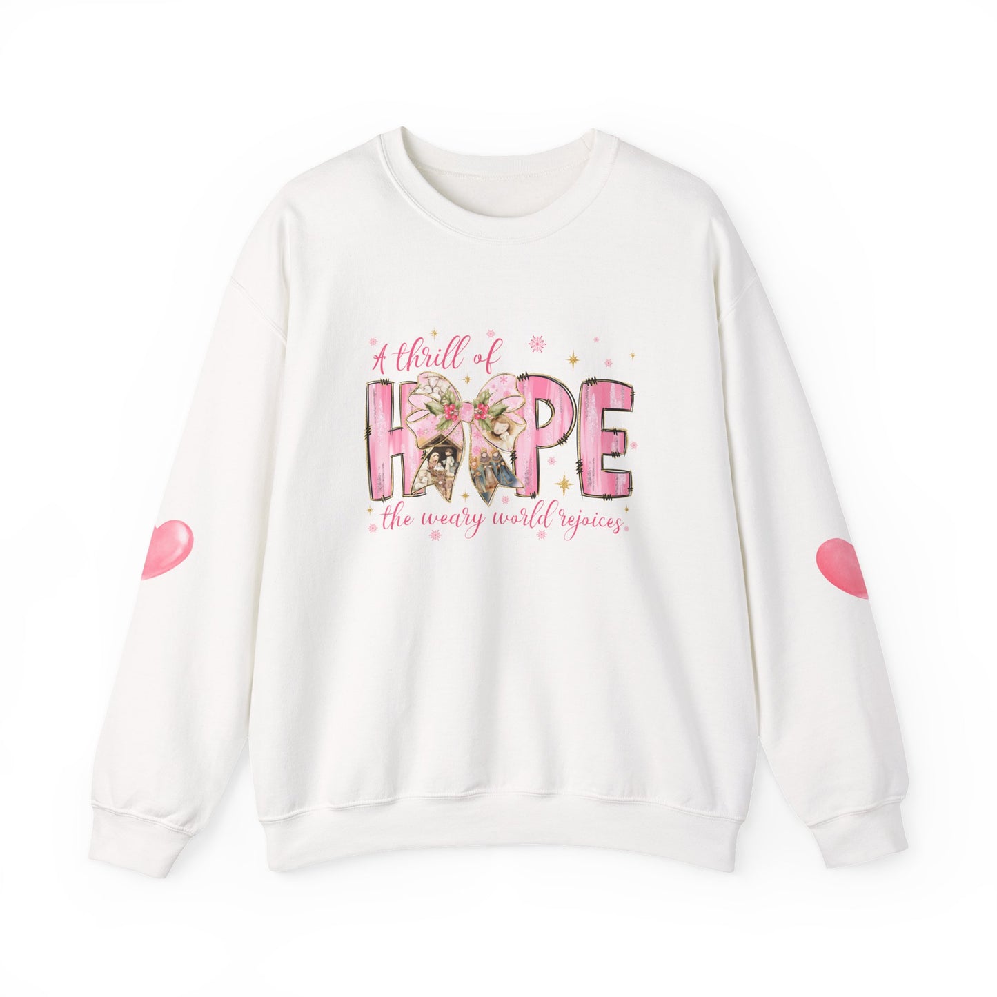 A Thrill of Hope Christmas Sweatshirt – Pink Nativity Holiday Sweater | Faith-Inspired Cozy Winter Top