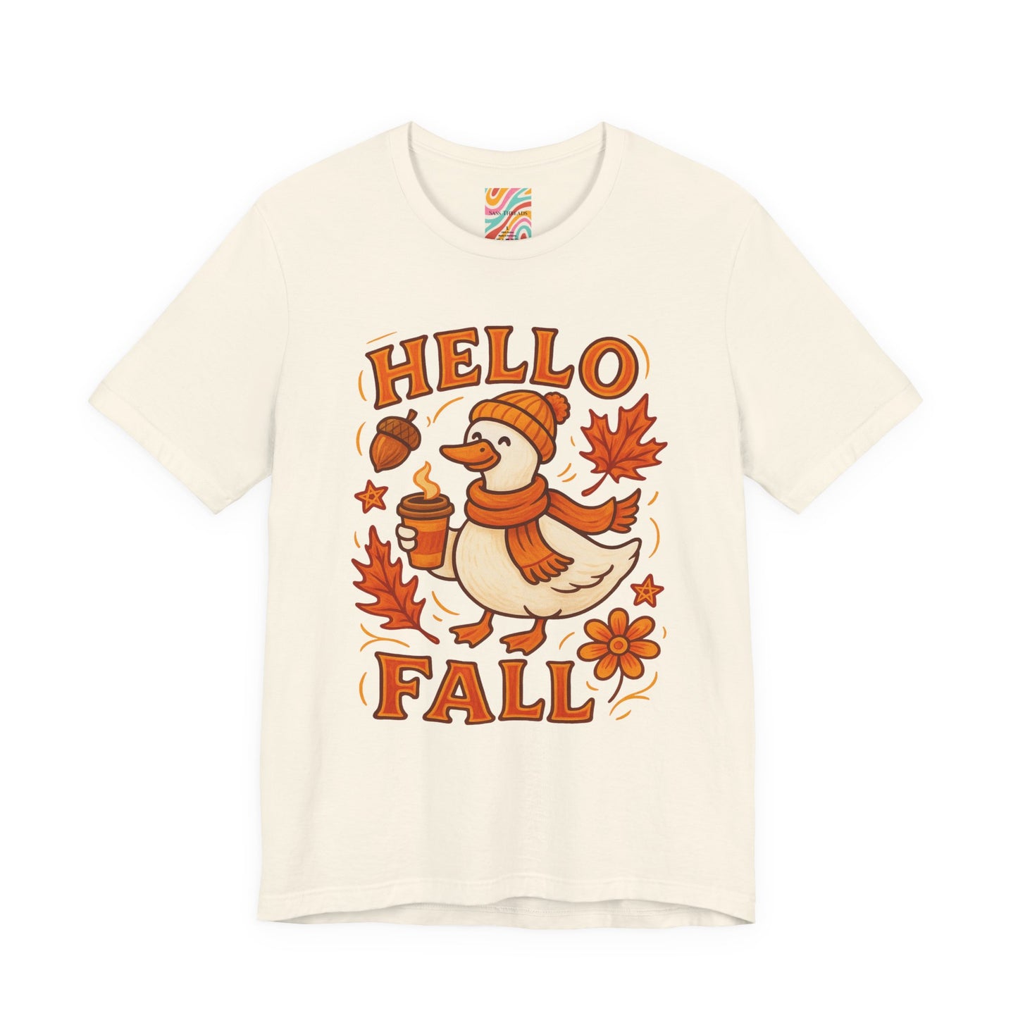 Fall-Themed Unisex T-Shirt, Hello Fall Duck Tee, Autumn Apparel, Seasonal Gift, Cute Casual Wear