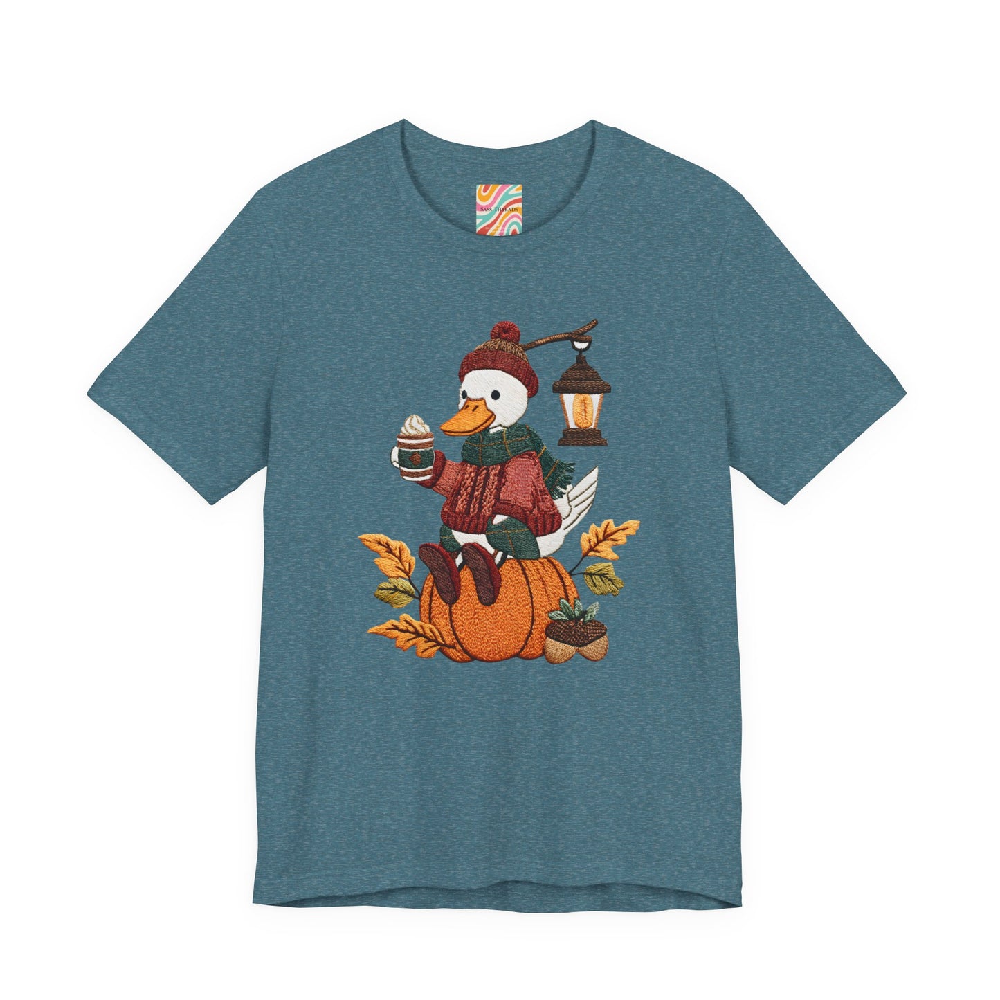 Fall Vibes Unisex Tee with Pumpkin Duck Design, Autumn Fashion, Cute Shirt for Thanksgiving and Halloween, Cozy Gift Idea