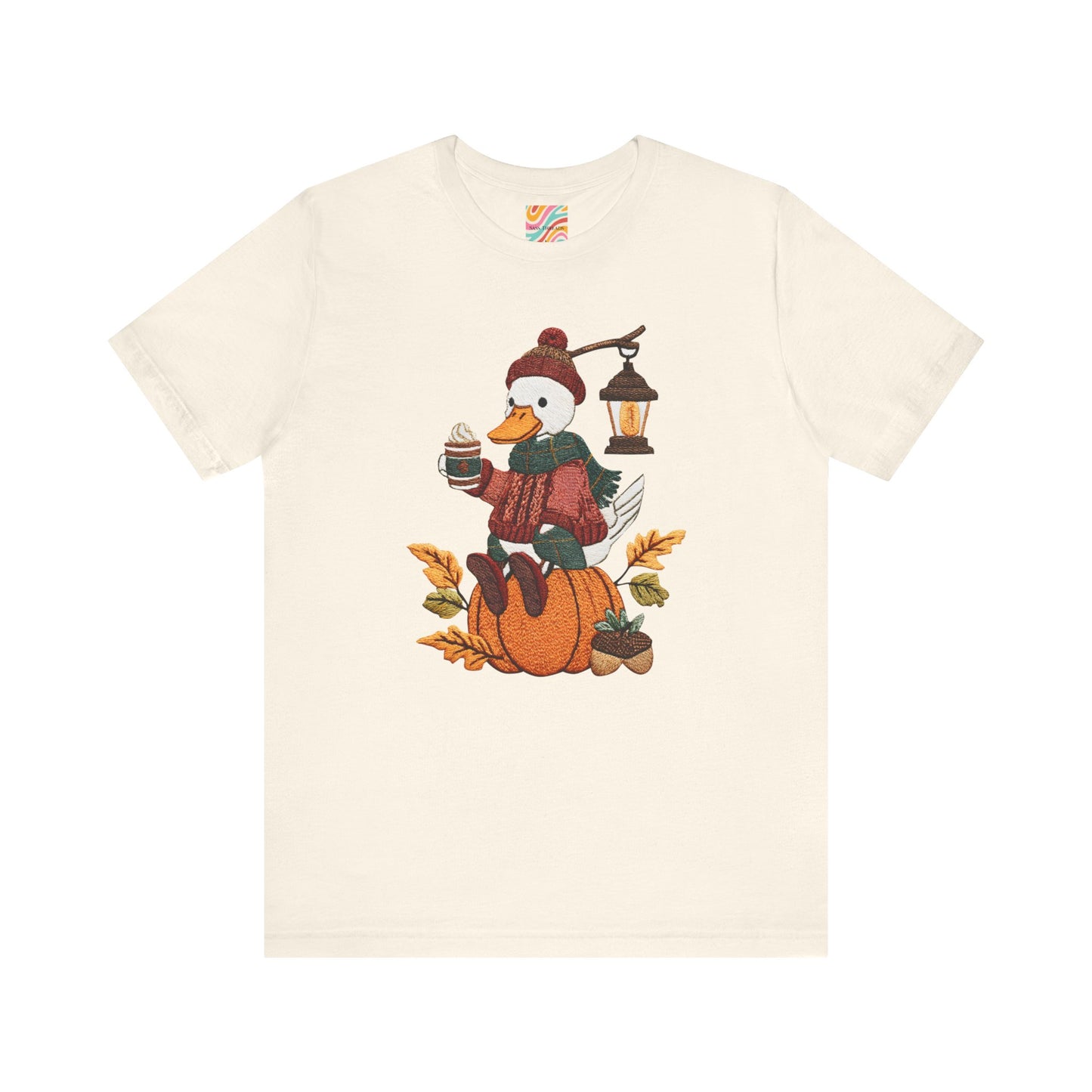 Fall Vibes Unisex Tee with Pumpkin Duck Design, Autumn Fashion, Cute Shirt for Thanksgiving and Halloween, Cozy Gift Idea