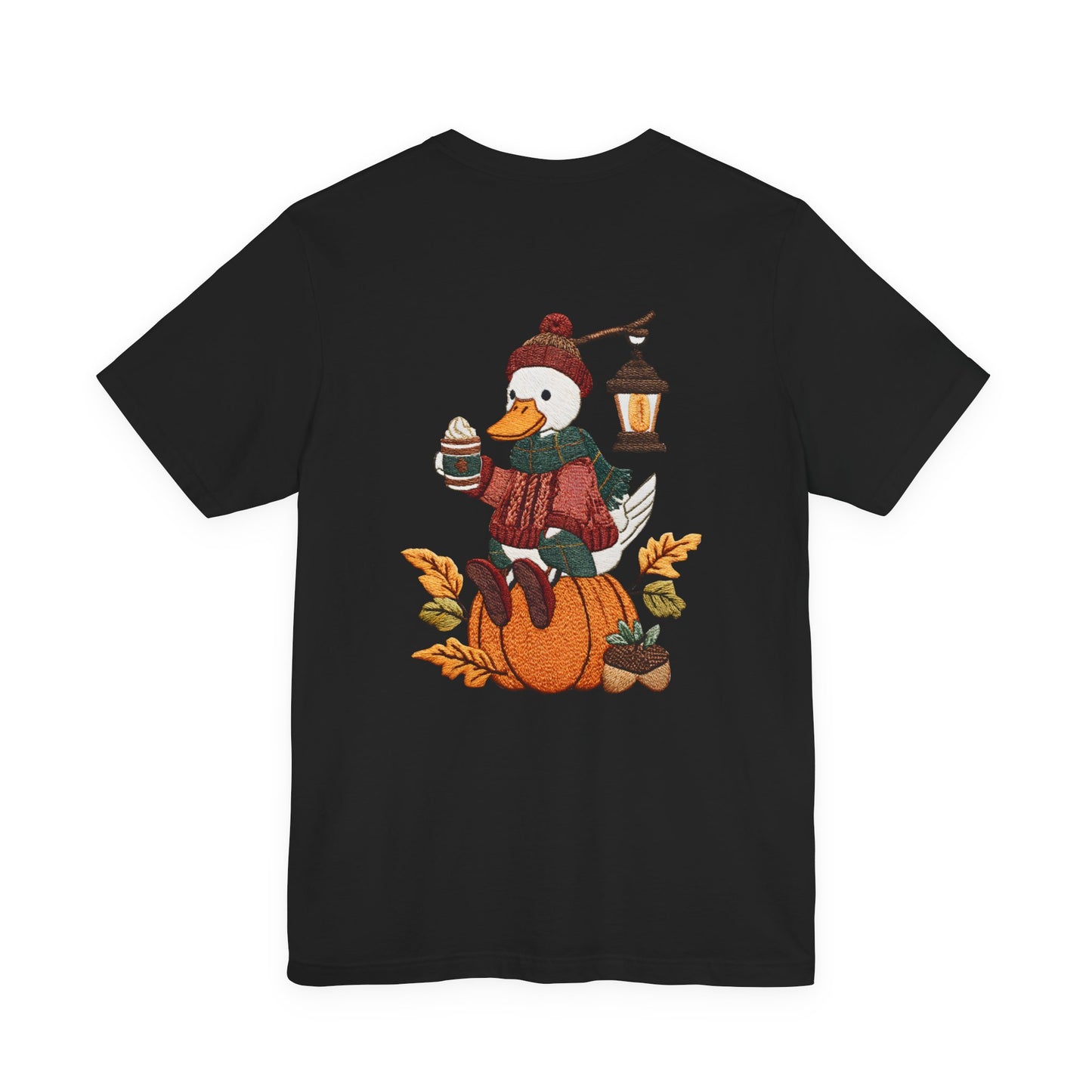 Fall Vibes Unisex Tee with Pumpkin Duck Design, Autumn Fashion, Cute Shirt for Thanksgiving and Halloween, Cozy Gift Idea