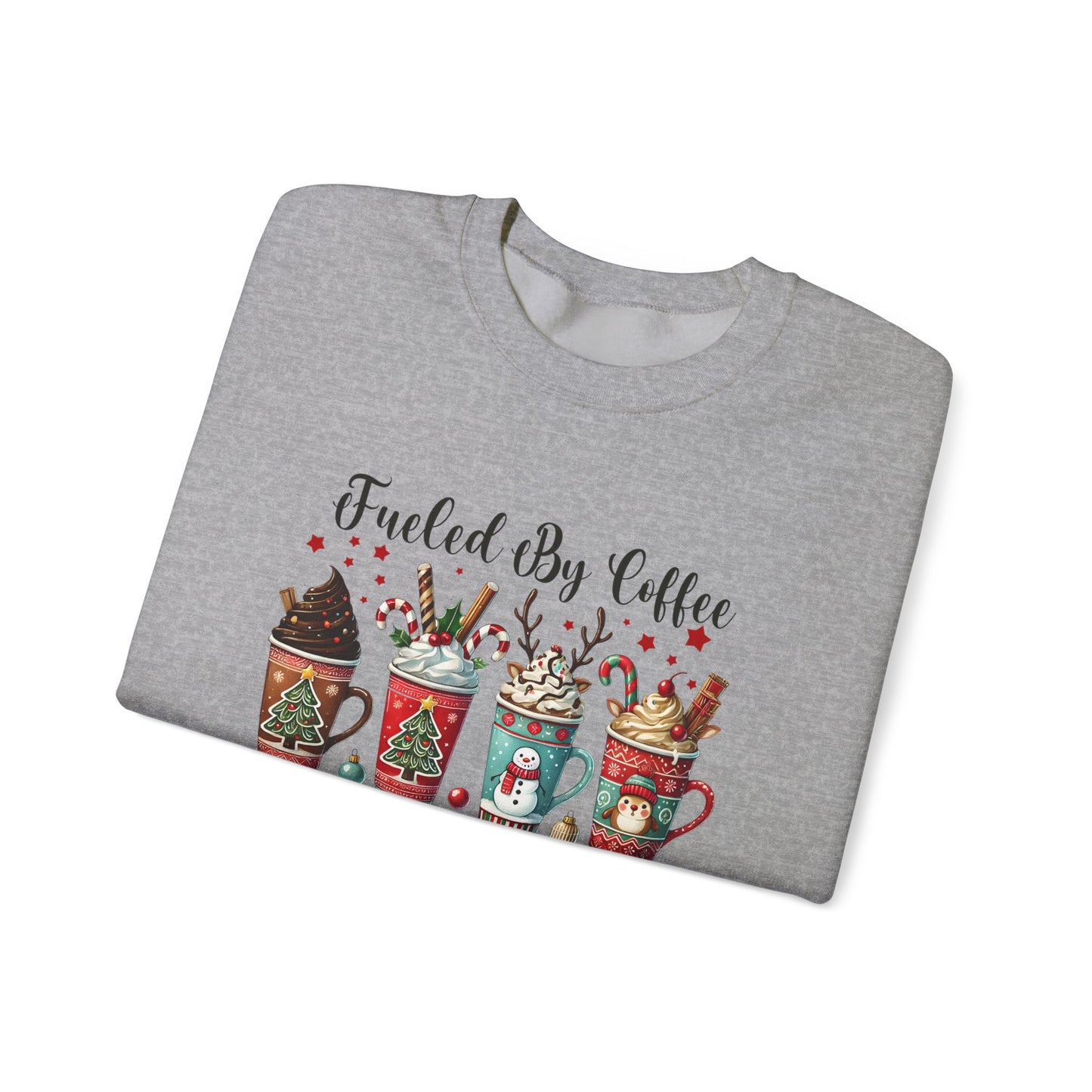 Fueled by Coffee and Christmas Cheer Sweatshirt – Cozy Holiday Coffee Lover Christmas Pullover