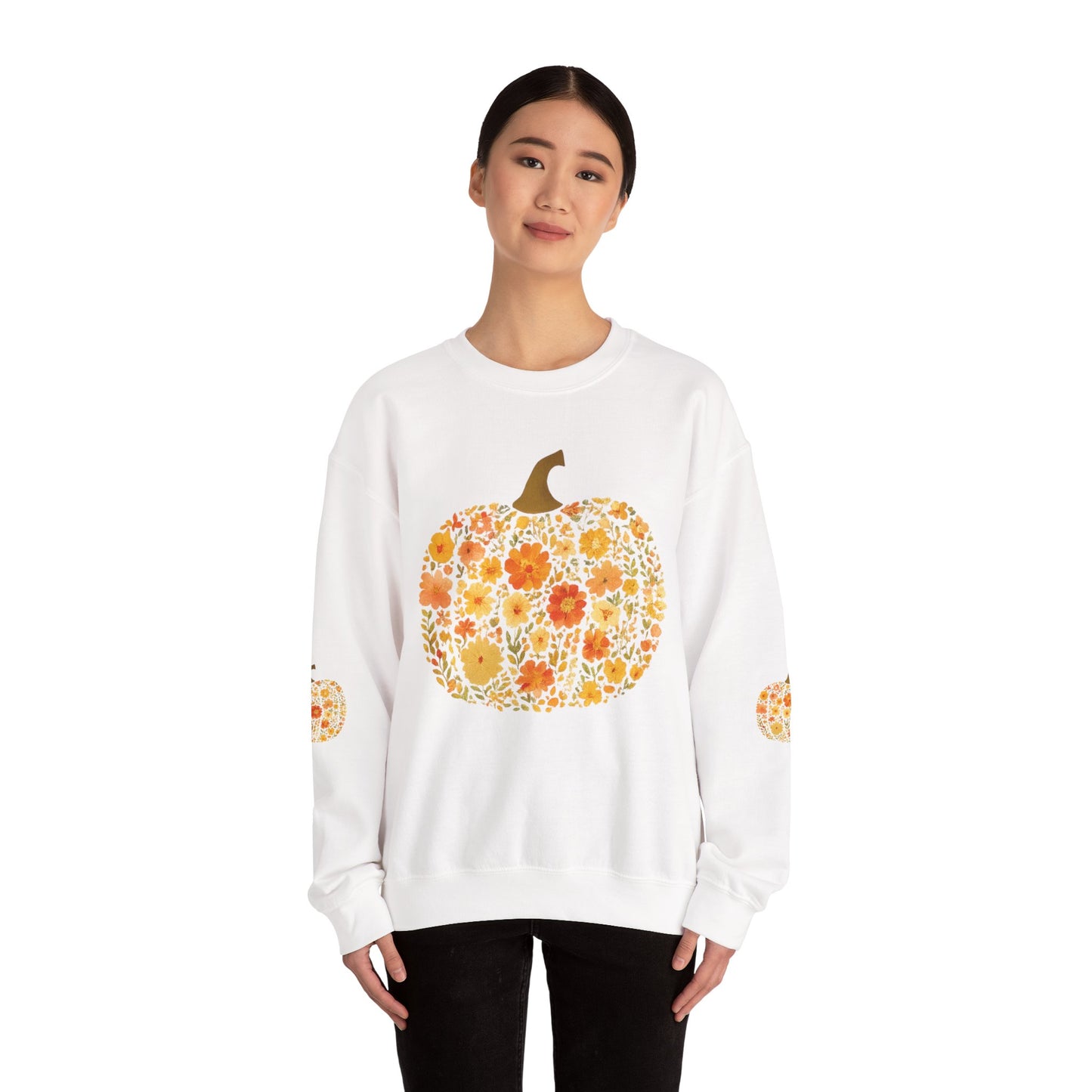 Floral Pumpkin Fall Sweatshirt – Cozy Autumn Vibes