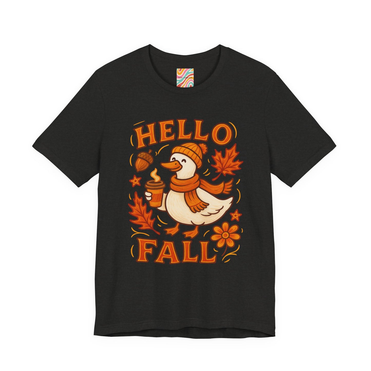 Fall-Themed Unisex T-Shirt, Hello Fall Duck Tee, Autumn Apparel, Seasonal Gift, Cute Casual Wear