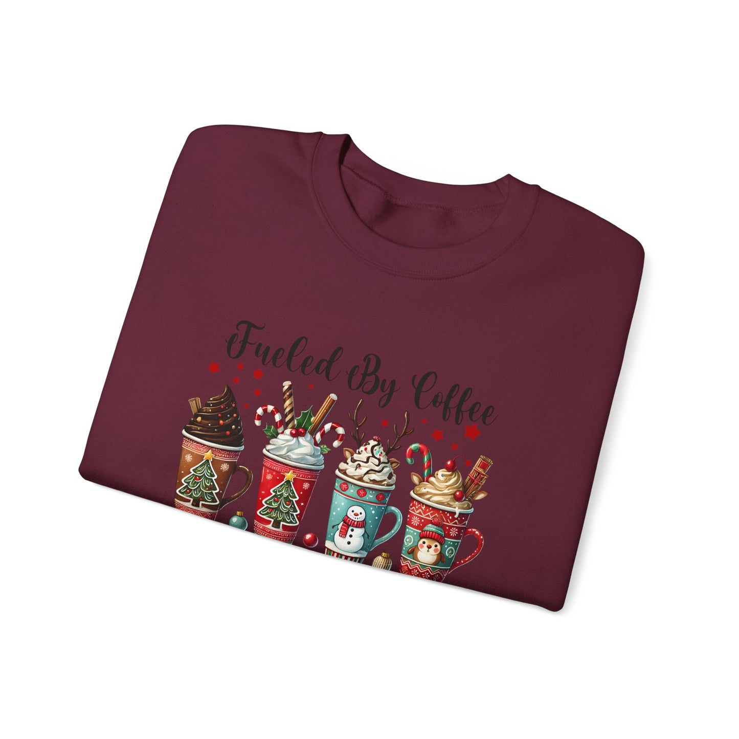 Fueled by Coffee and Christmas Cheer Sweatshirt – Cozy Holiday Coffee Lover Christmas Pullover
