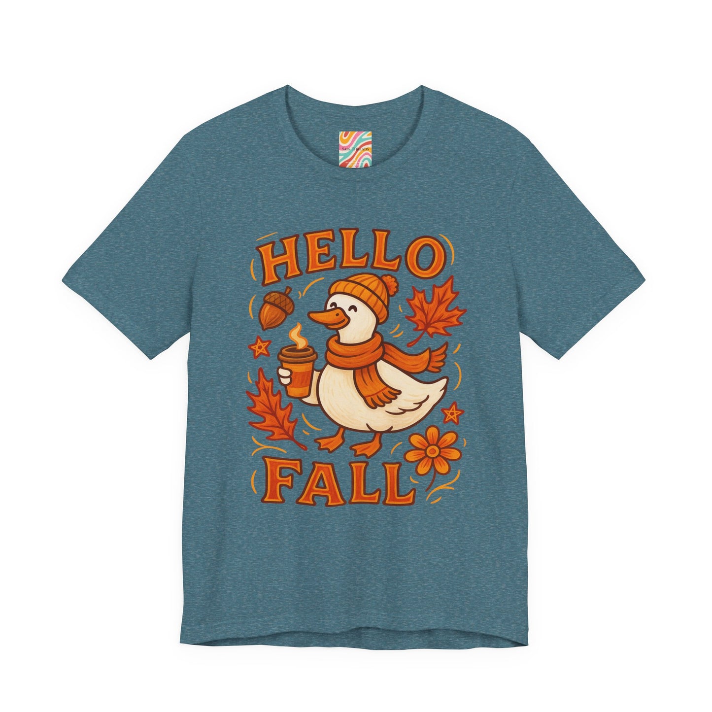 Fall-Themed Unisex T-Shirt, Hello Fall Duck Tee, Autumn Apparel, Seasonal Gift, Cute Casual Wear