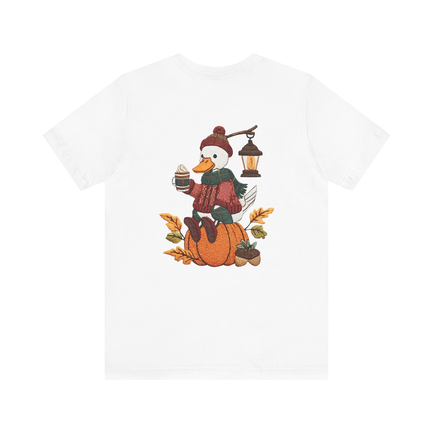 Fall Vibes Unisex Tee with Pumpkin Duck Design, Autumn Fashion, Cute Shirt for Thanksgiving and Halloween, Cozy Gift Idea