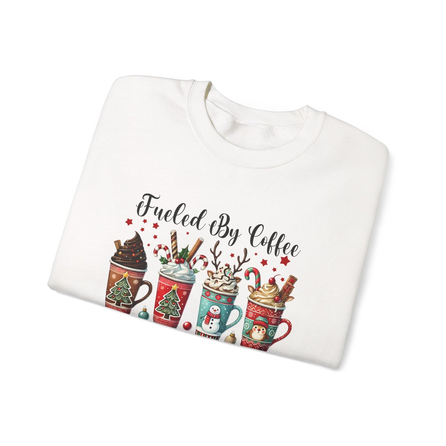 Fueled by Coffee and Christmas Cheer Sweatshirt – Cozy Holiday Coffee Lover Christmas Pullover