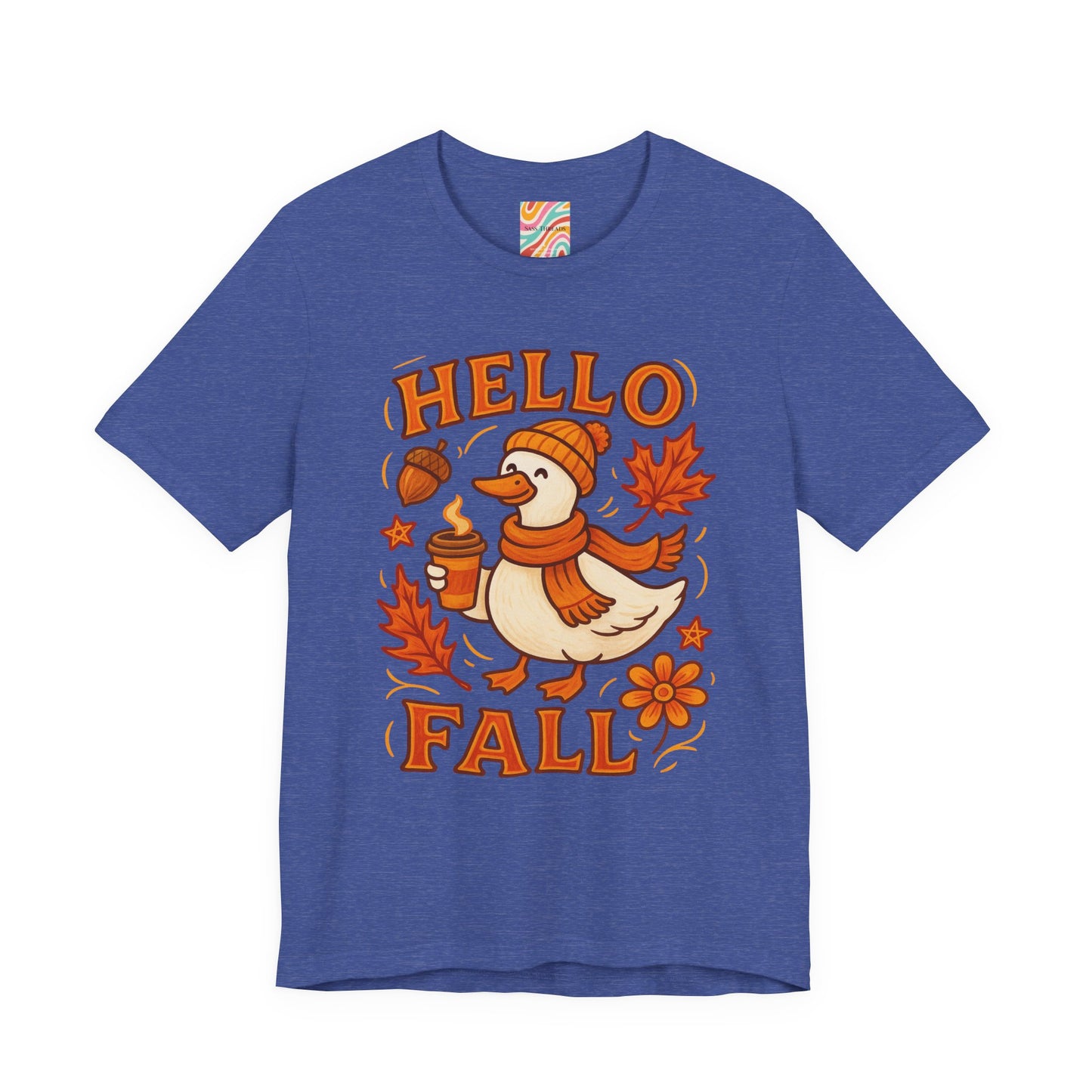 Fall-Themed Unisex T-Shirt, Hello Fall Duck Tee, Autumn Apparel, Seasonal Gift, Cute Casual Wear
