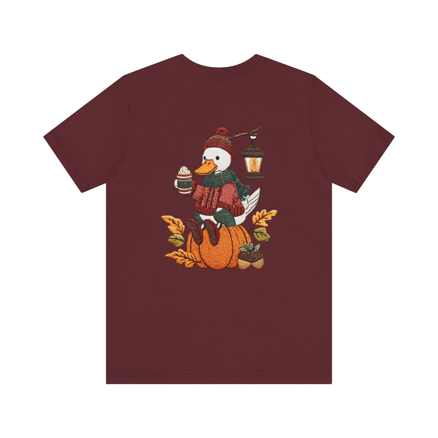Fall Vibes Unisex Tee with Pumpkin Duck Design, Autumn Fashion, Cute Shirt for Thanksgiving and Halloween, Cozy Gift Idea