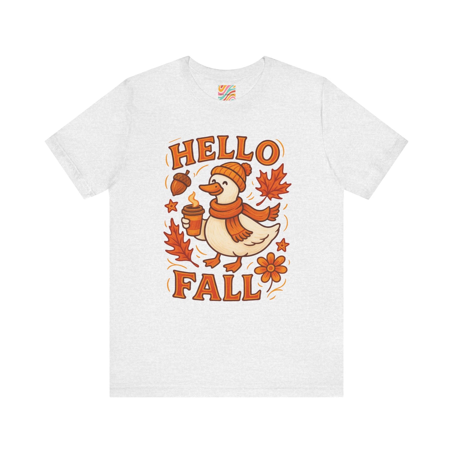 Fall-Themed Unisex T-Shirt, Hello Fall Duck Tee, Autumn Apparel, Seasonal Gift, Cute Casual Wear
