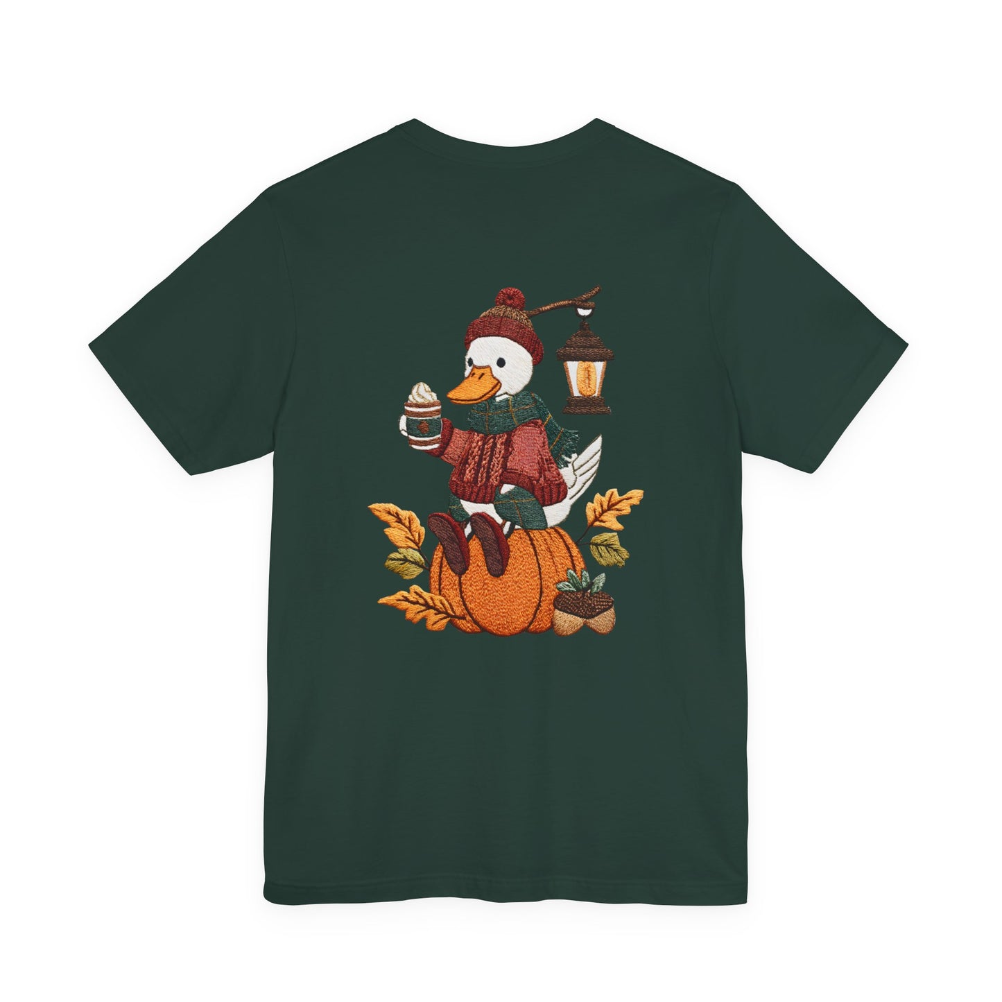 Fall Vibes Unisex Tee with Pumpkin Duck Design, Autumn Fashion, Cute Shirt for Thanksgiving and Halloween, Cozy Gift Idea