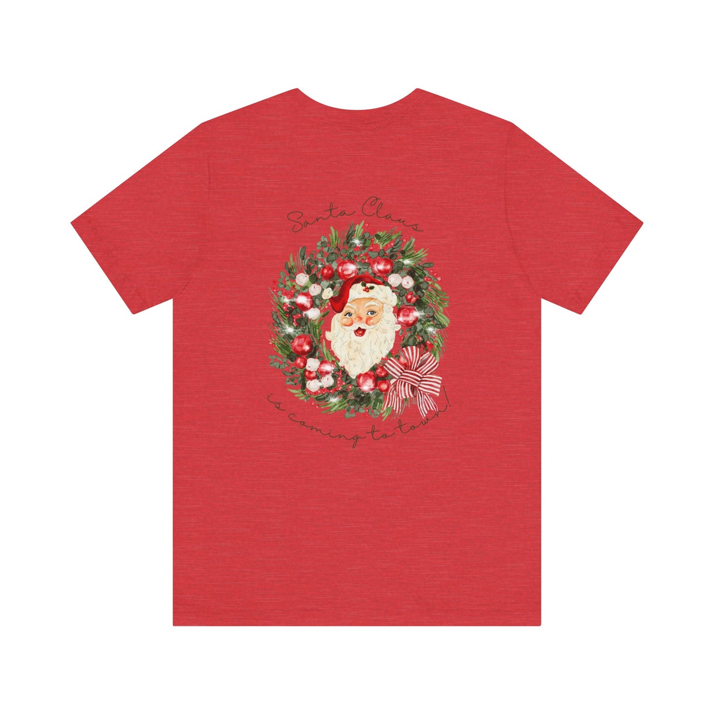 Santa Claus Is Coming To Town Tee – Vintage Wreath Christmas Shirt