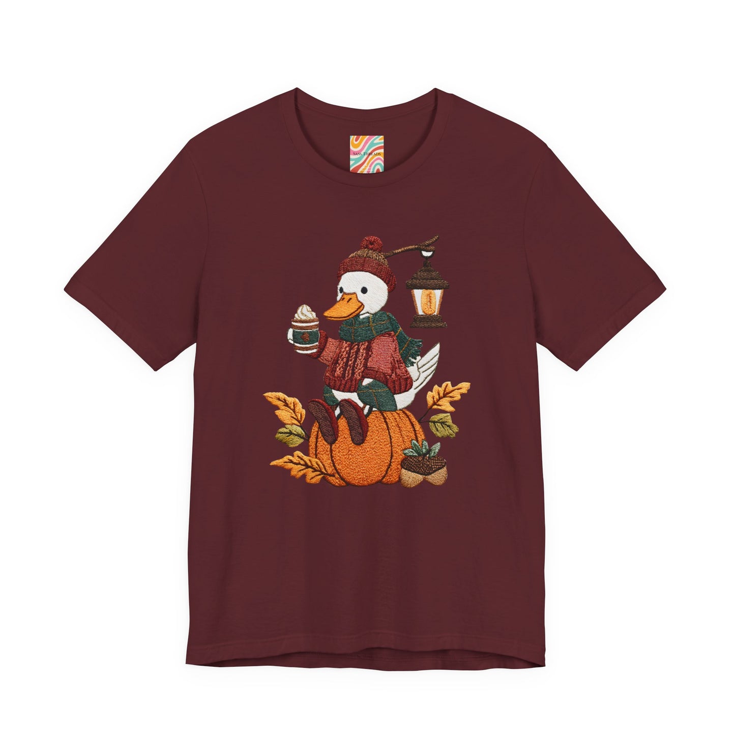 Fall Vibes Unisex Tee with Pumpkin Duck Design, Autumn Fashion, Cute Shirt for Thanksgiving and Halloween, Cozy Gift Idea