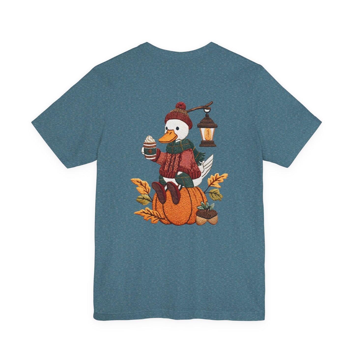 Fall Vibes Unisex Tee with Pumpkin Duck Design, Autumn Fashion, Cute Shirt for Thanksgiving and Halloween, Cozy Gift Idea