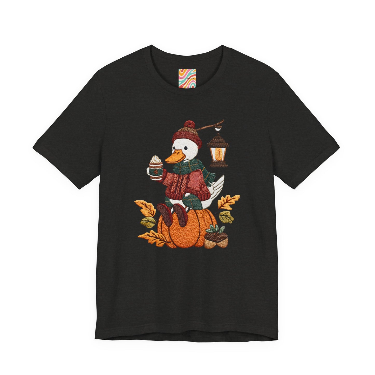 Fall Vibes Unisex Tee with Pumpkin Duck Design, Autumn Fashion, Cute Shirt for Thanksgiving and Halloween, Cozy Gift Idea