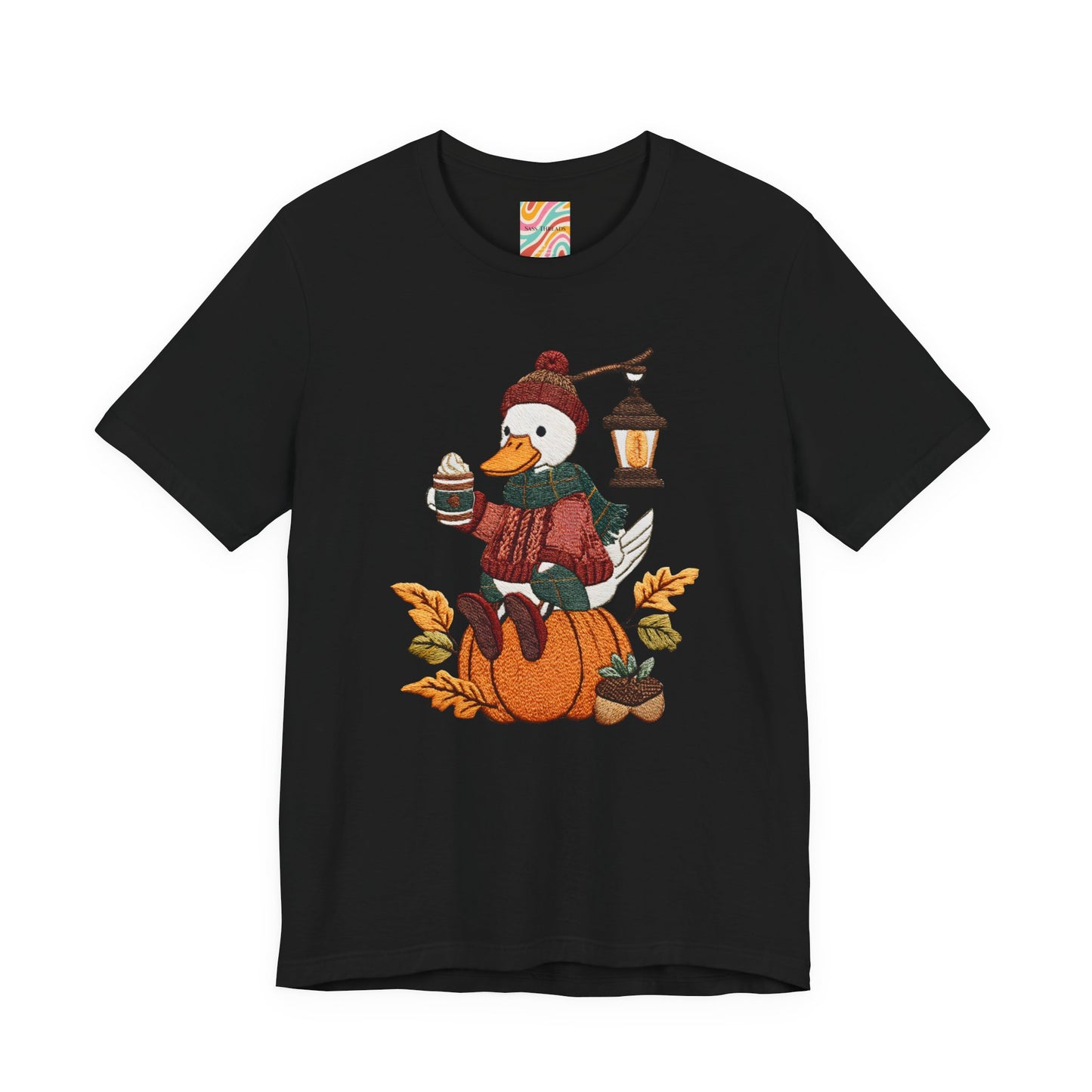Fall Vibes Unisex Tee with Pumpkin Duck Design, Autumn Fashion, Cute Shirt for Thanksgiving and Halloween, Cozy Gift Idea