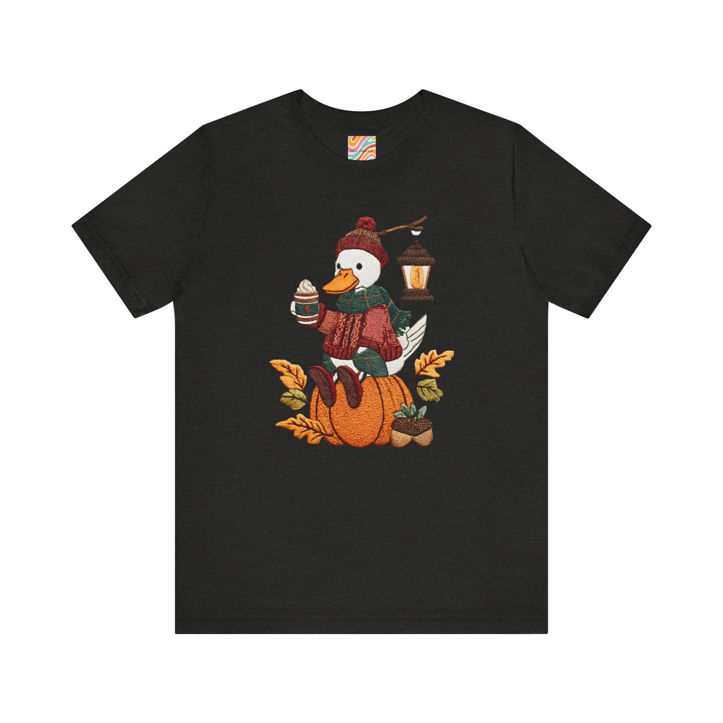 Fall Vibes Unisex Tee with Pumpkin Duck Design, Autumn Fashion, Cute Shirt for Thanksgiving and Halloween, Cozy Gift Idea