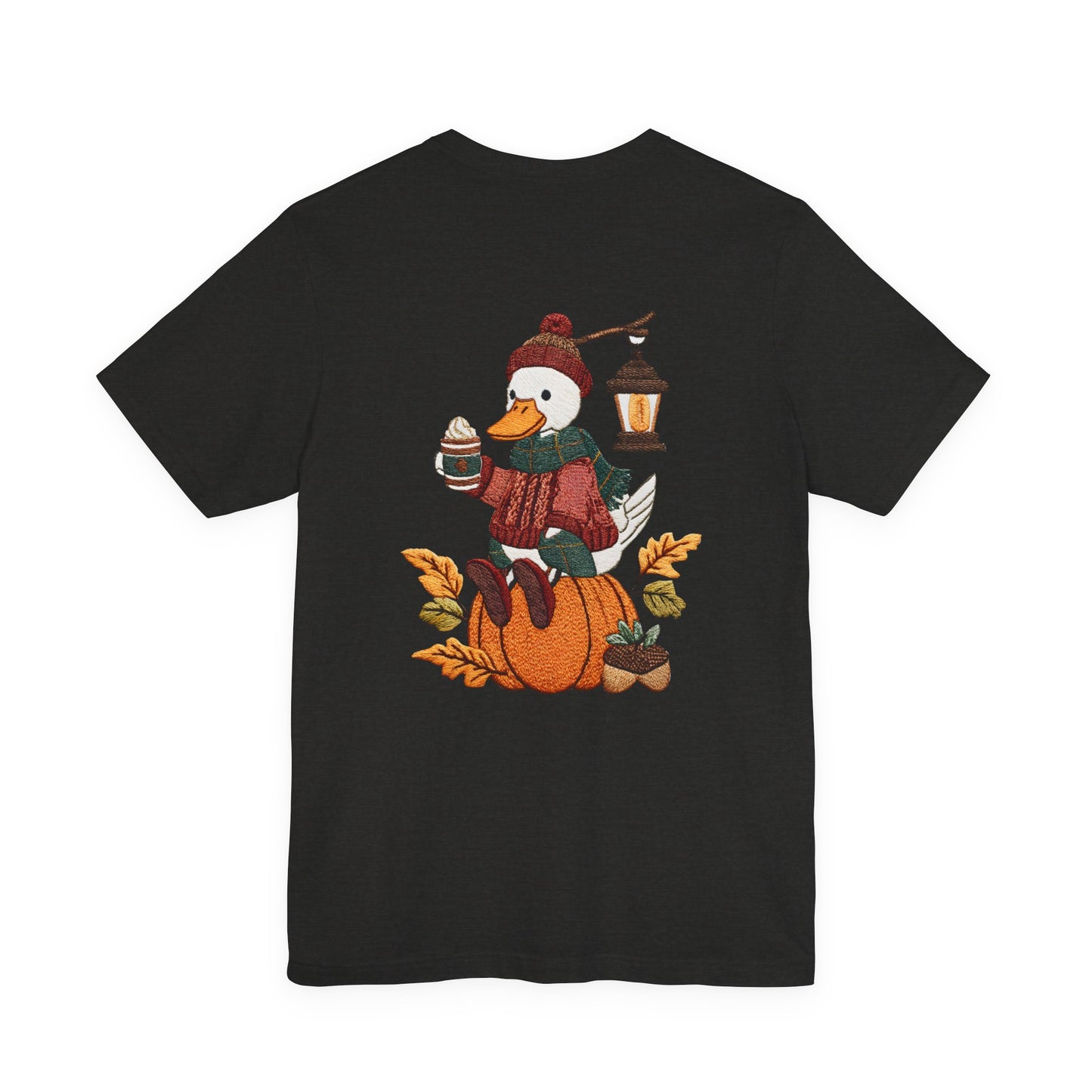 Fall Vibes Unisex Tee with Pumpkin Duck Design, Autumn Fashion, Cute Shirt for Thanksgiving and Halloween, Cozy Gift Idea