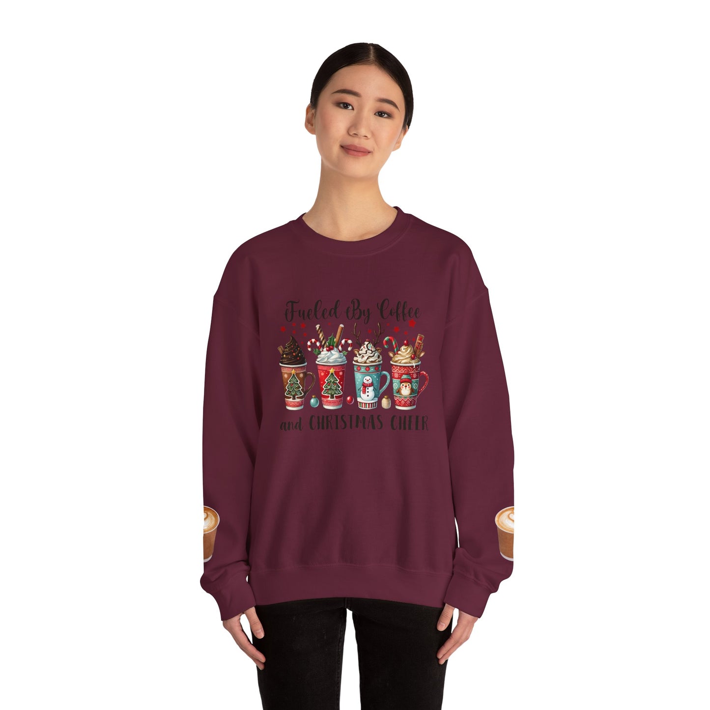 Fueled by Coffee and Christmas Cheer Sweatshirt – Cozy Holiday Coffee Lover Christmas Pullover