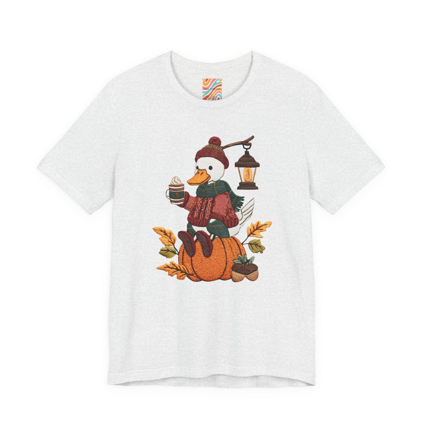 Fall Vibes Unisex Tee with Pumpkin Duck Design, Autumn Fashion, Cute Shirt for Thanksgiving and Halloween, Cozy Gift Idea