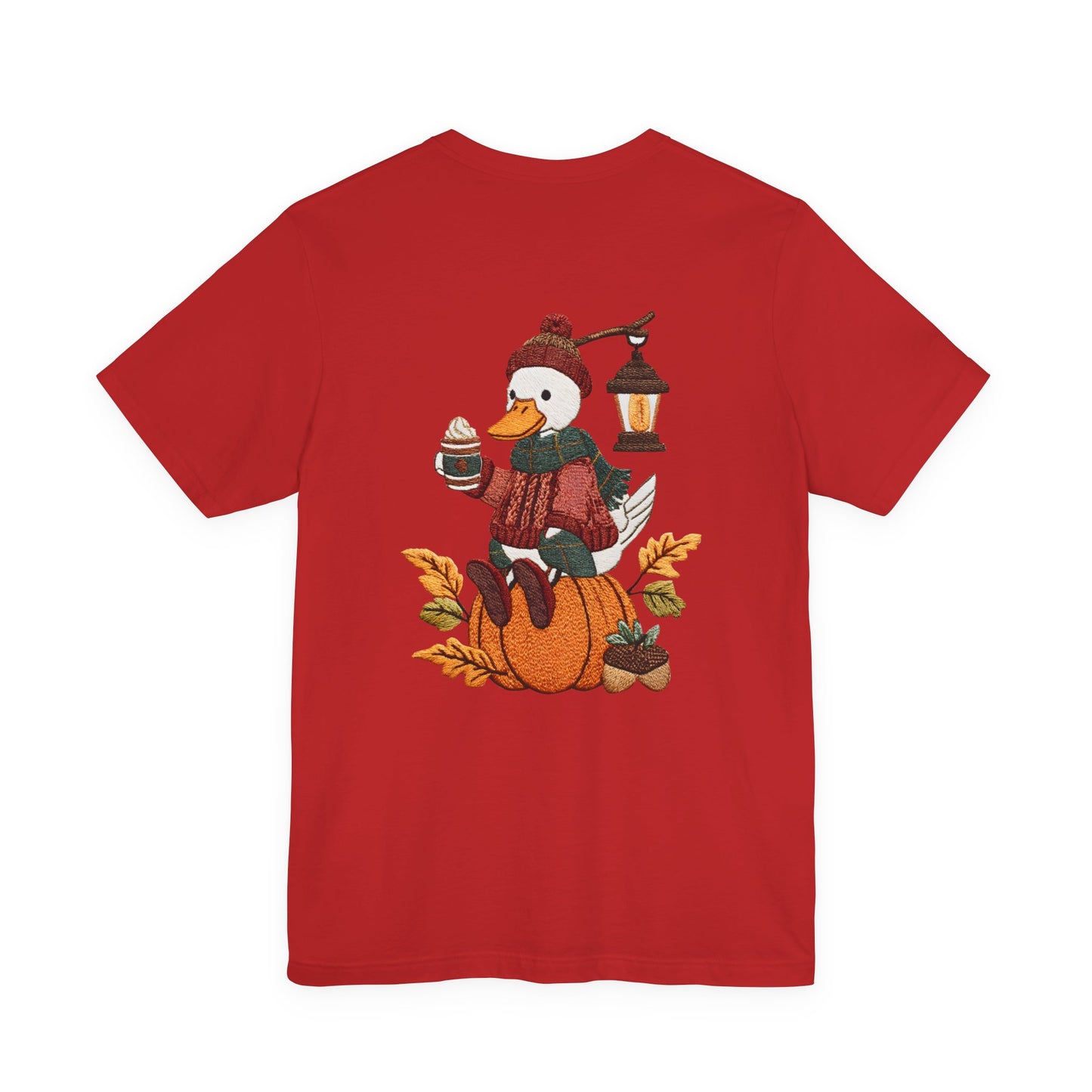 Fall Vibes Unisex Tee with Pumpkin Duck Design, Autumn Fashion, Cute Shirt for Thanksgiving and Halloween, Cozy Gift Idea