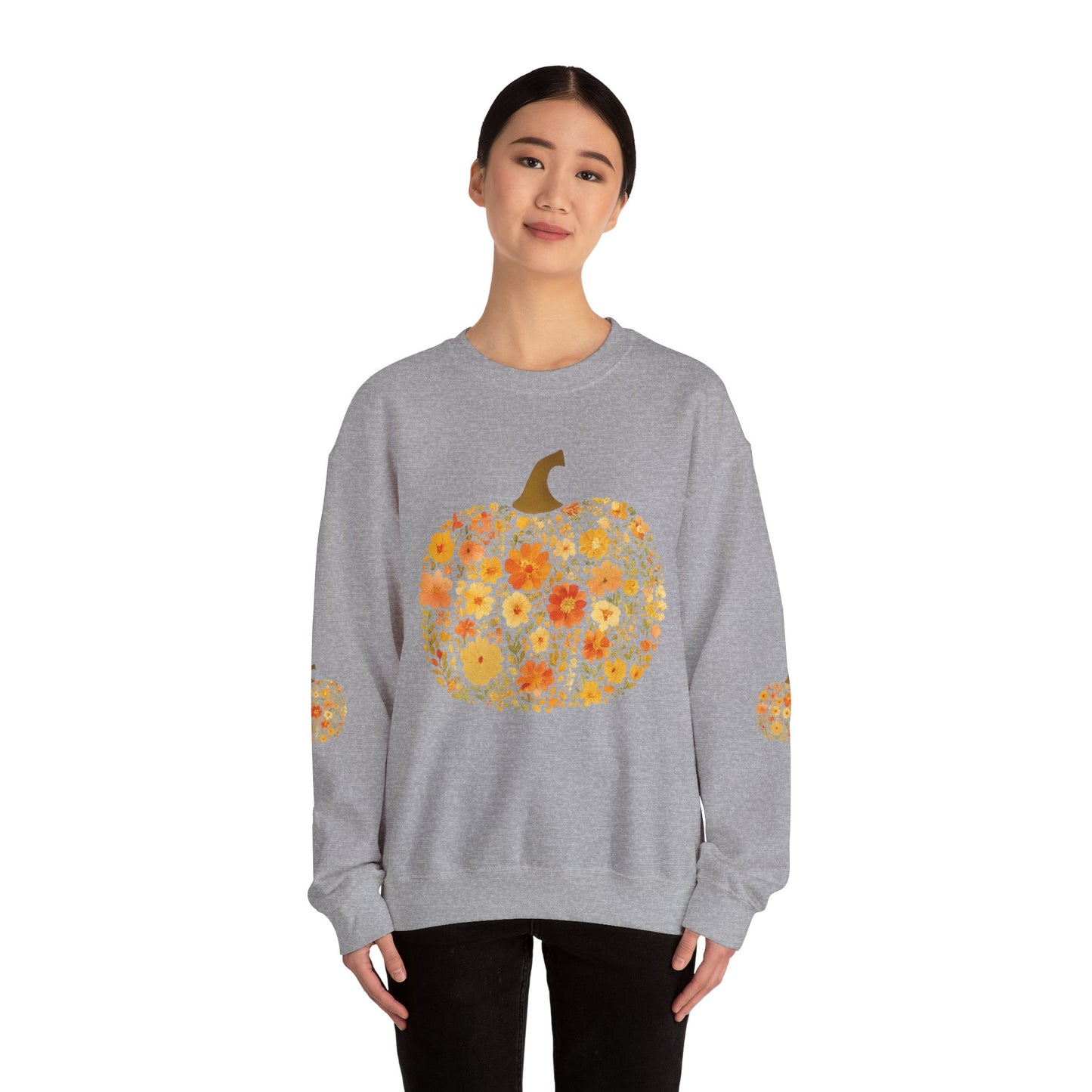 Floral Pumpkin Fall Sweatshirt – Cozy Autumn Vibes
