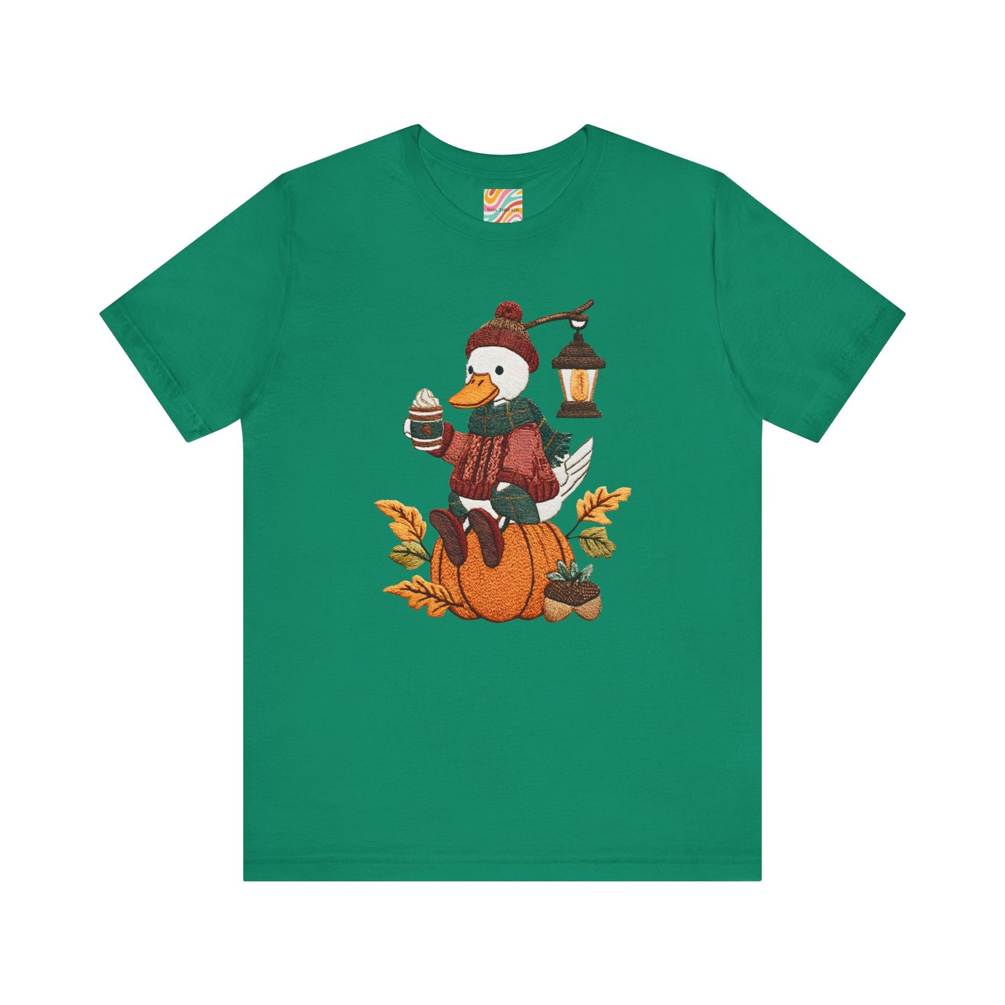 Fall Vibes Unisex Tee with Pumpkin Duck Design, Autumn Fashion, Cute Shirt for Thanksgiving and Halloween, Cozy Gift Idea
