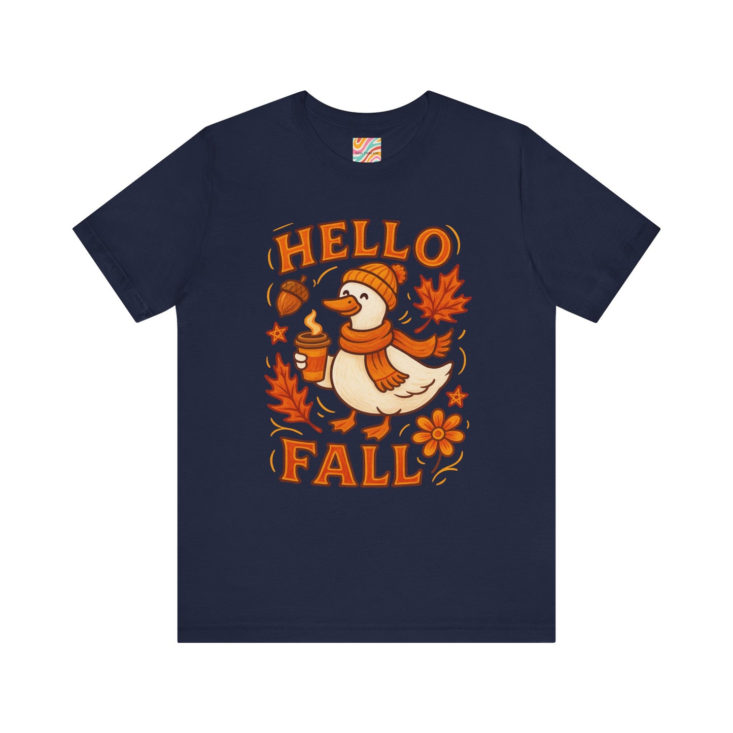 Fall-Themed Unisex T-Shirt, Hello Fall Duck Tee, Autumn Apparel, Seasonal Gift, Cute Casual Wear